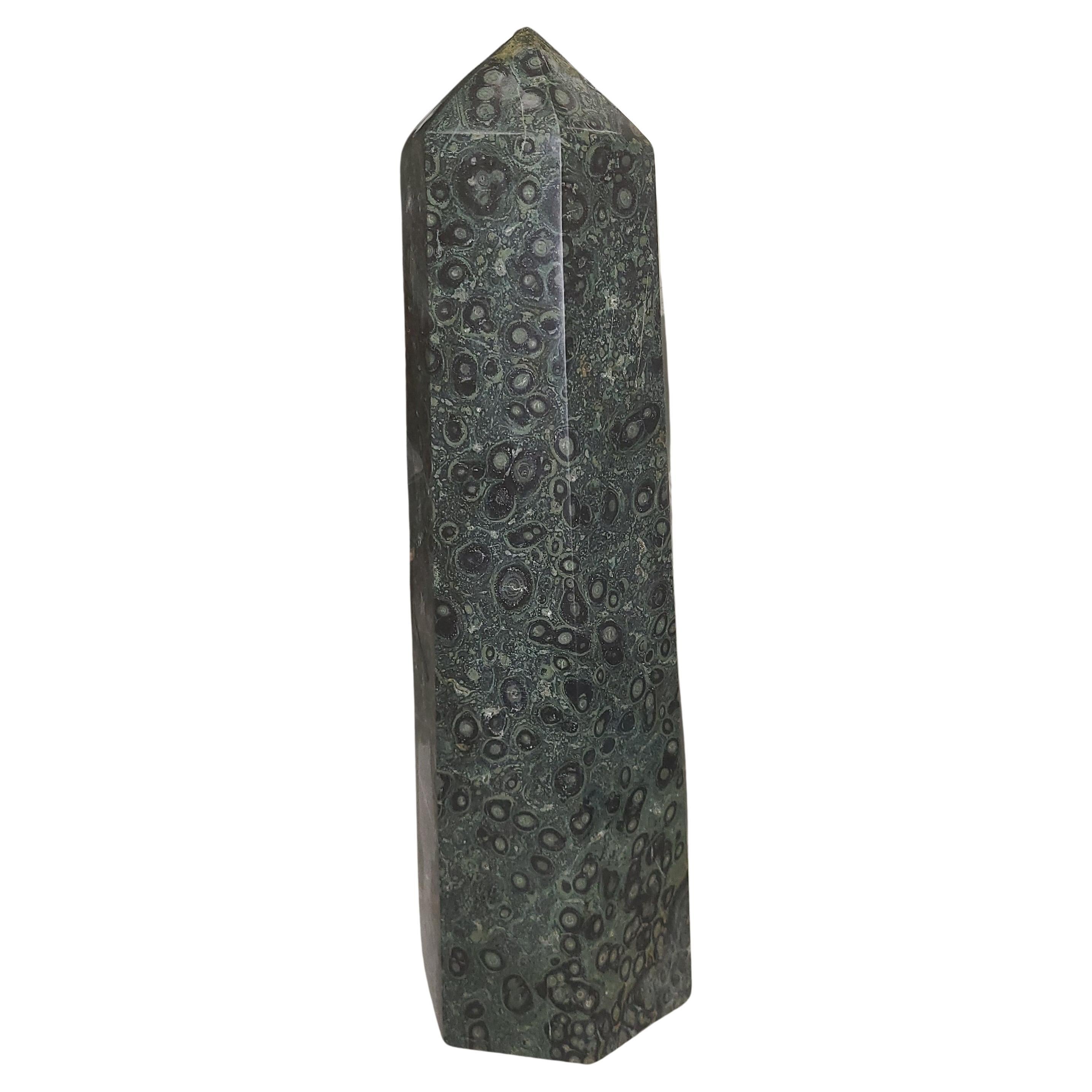 Huge jasper : kambaba / orbicular. Hexagon obelisk form, polished For Sale