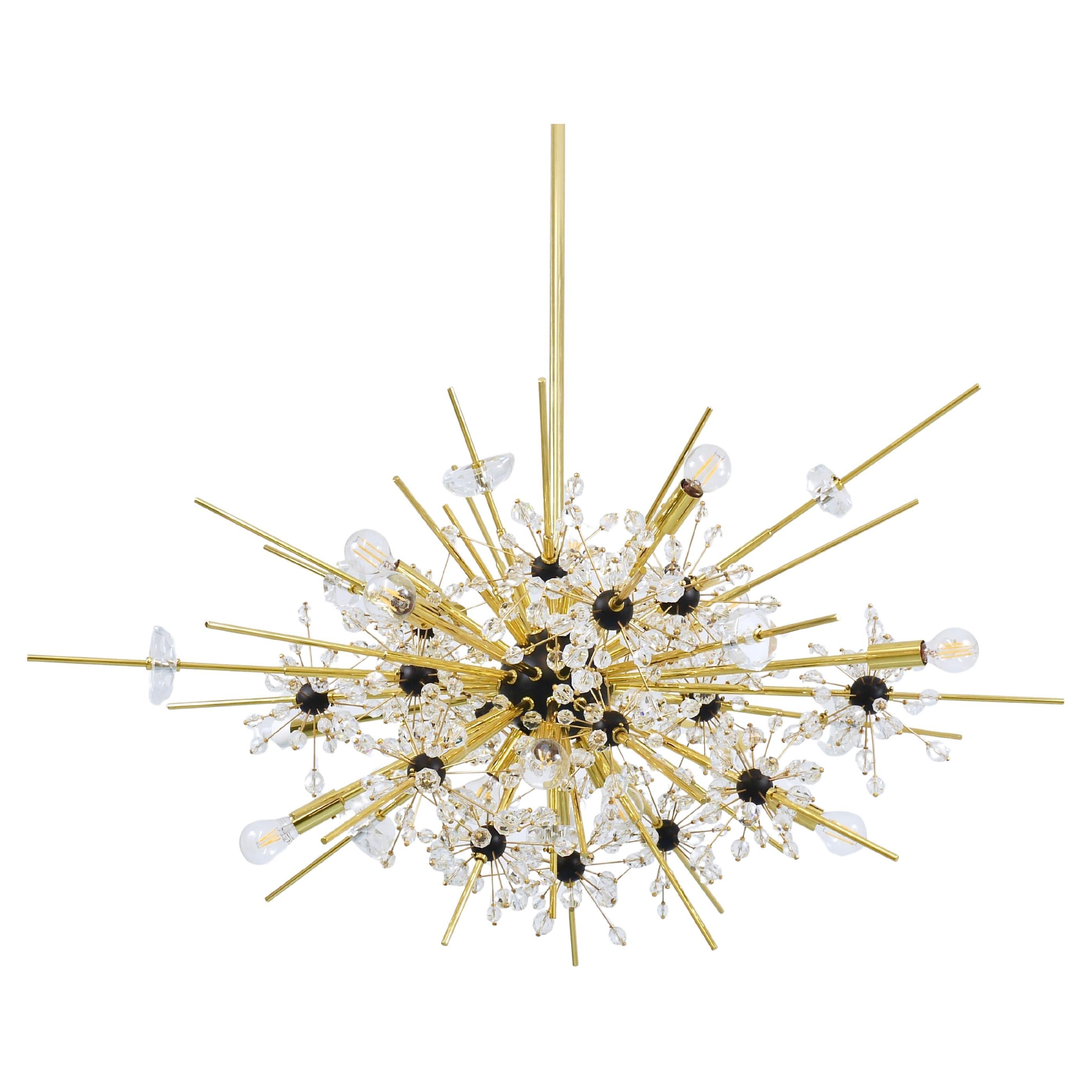 Huge J.L. Lobmeyr Metropolitan Opera Sputnik Crystal Brass Met Chandelier Vienna