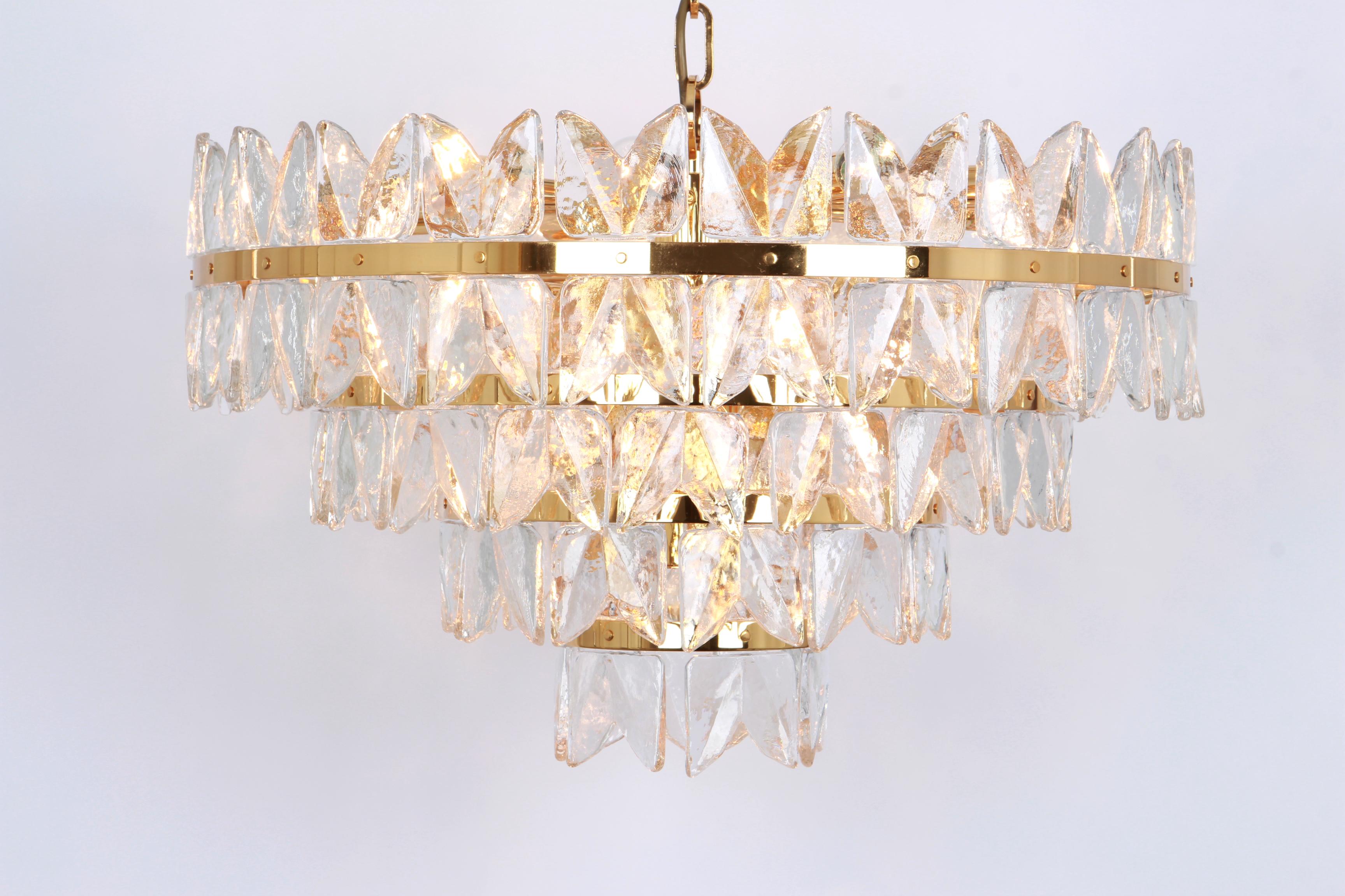 Late 20th Century Huge Kalmar Chandelier 'Corina', Gilt Brass Glass, Austria, 1970 For Sale