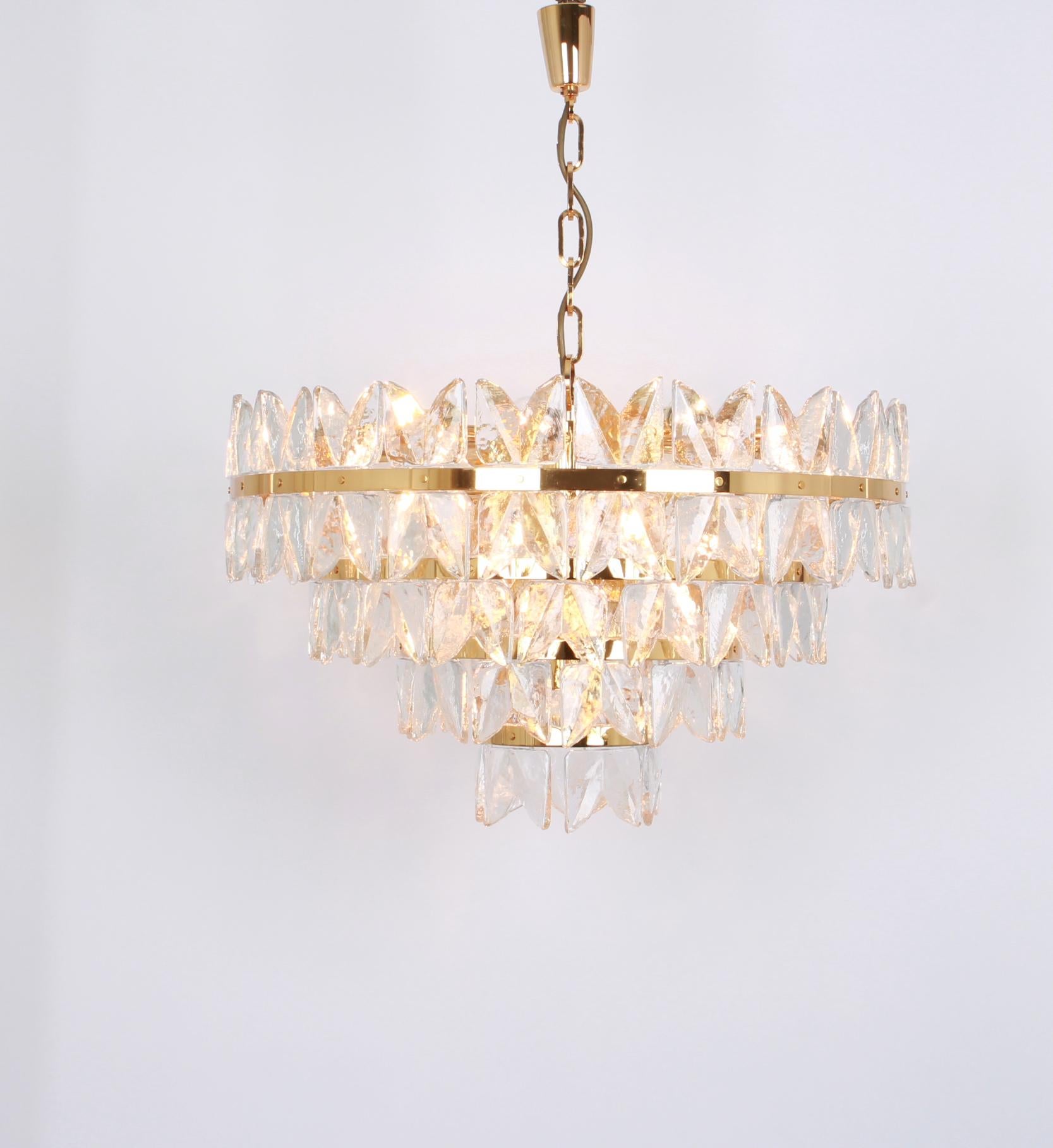 Huge Kalmar Chandelier 'Corina', Gilt Brass Glass, Austria, 1970 For Sale 1