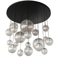 Huge Kalmar Chandelier Pendant Light Fixture, Bubble Glass, 1970s