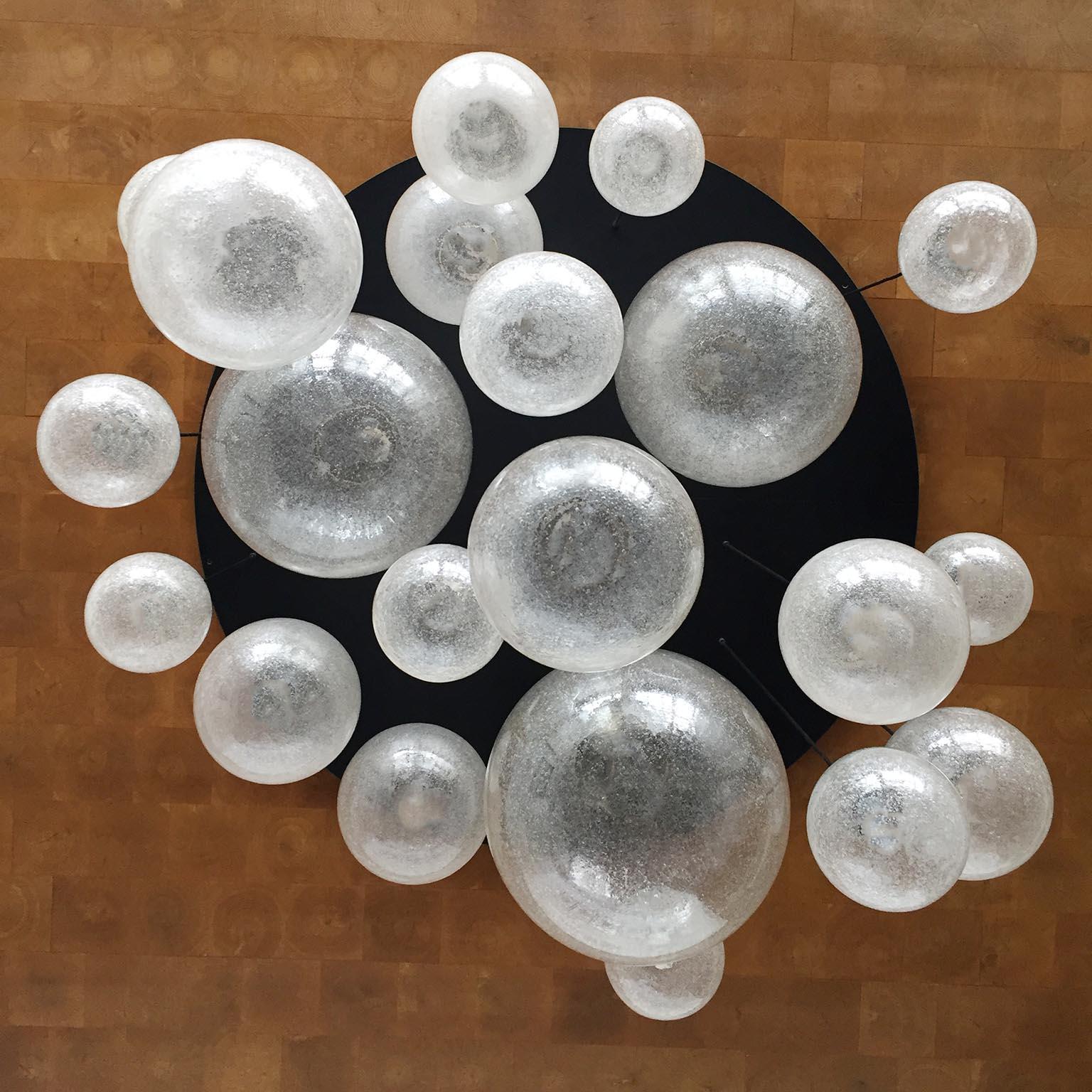 Blown Glass Huge Kalmar Chandelier Pendant Light Fixture, Bubble Glass, 1970s