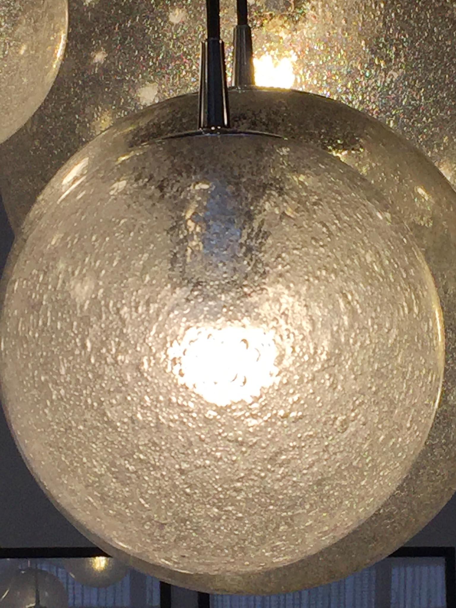 Huge Kalmar Chandelier Pendant Light Fixture, Bubble Glass, 1970s 1
