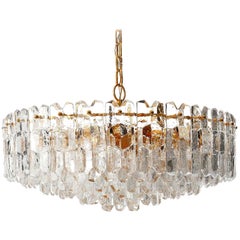 Huge Kalmar Chandelier Pendant Light 'Palazzo', Gilt Brass Glass, Austria, 1970