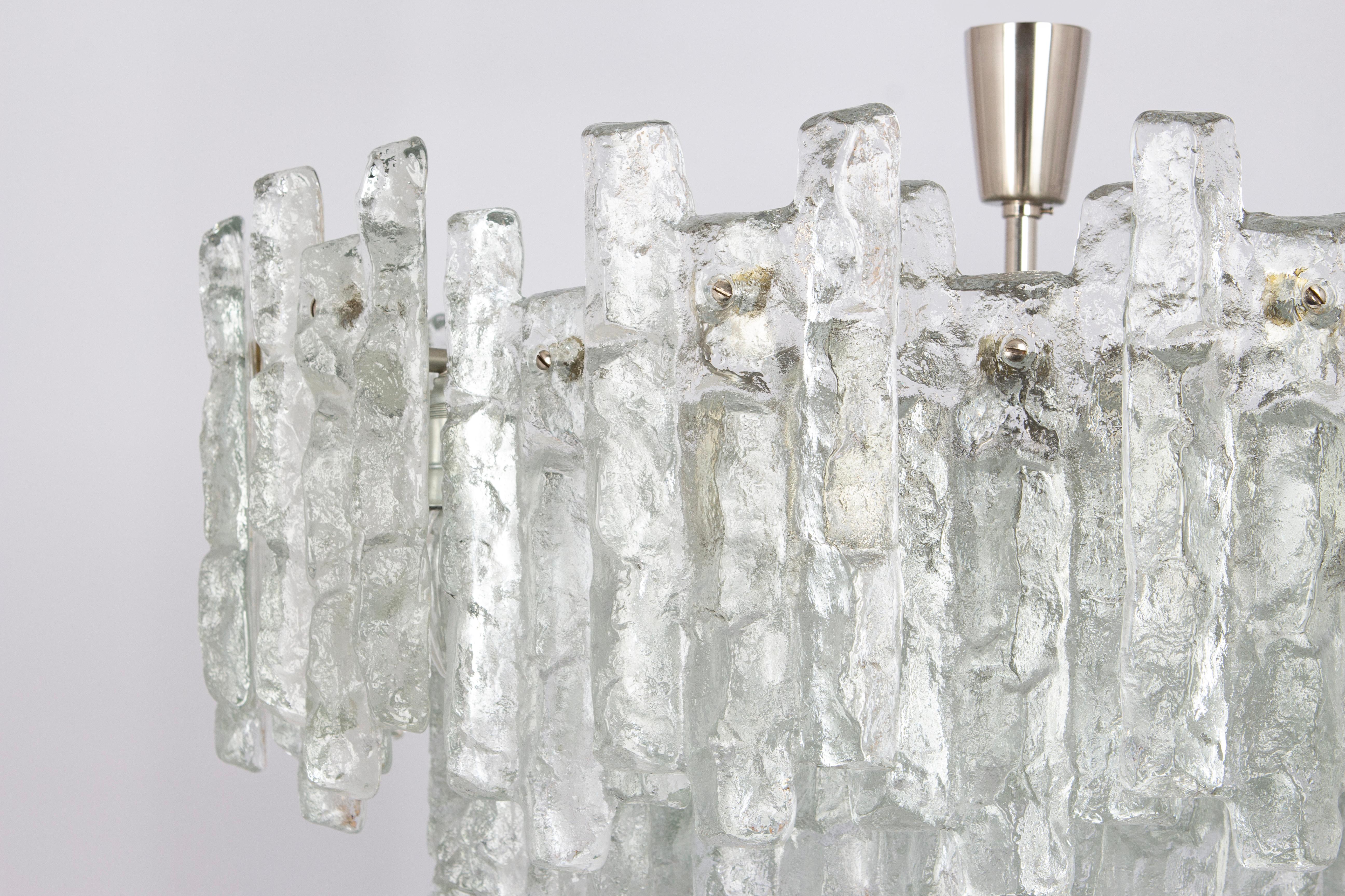 Huge Kalmar Chandelier 'Soria', Ice Glass, Germany, 1970 For Sale 4