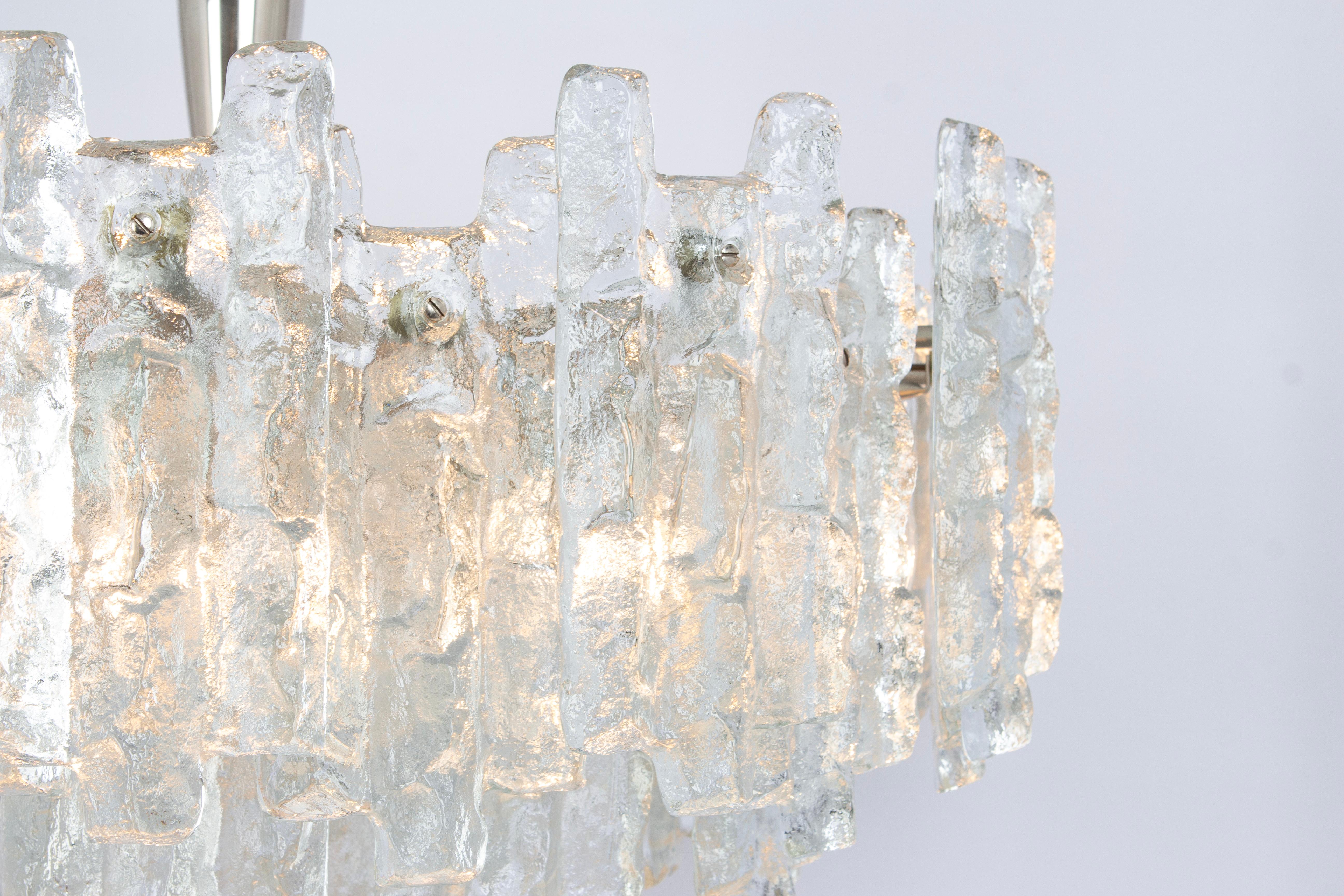 Huge Kalmar Chandelier 'Soria', Ice Glass, Germany, 1970 For Sale 2