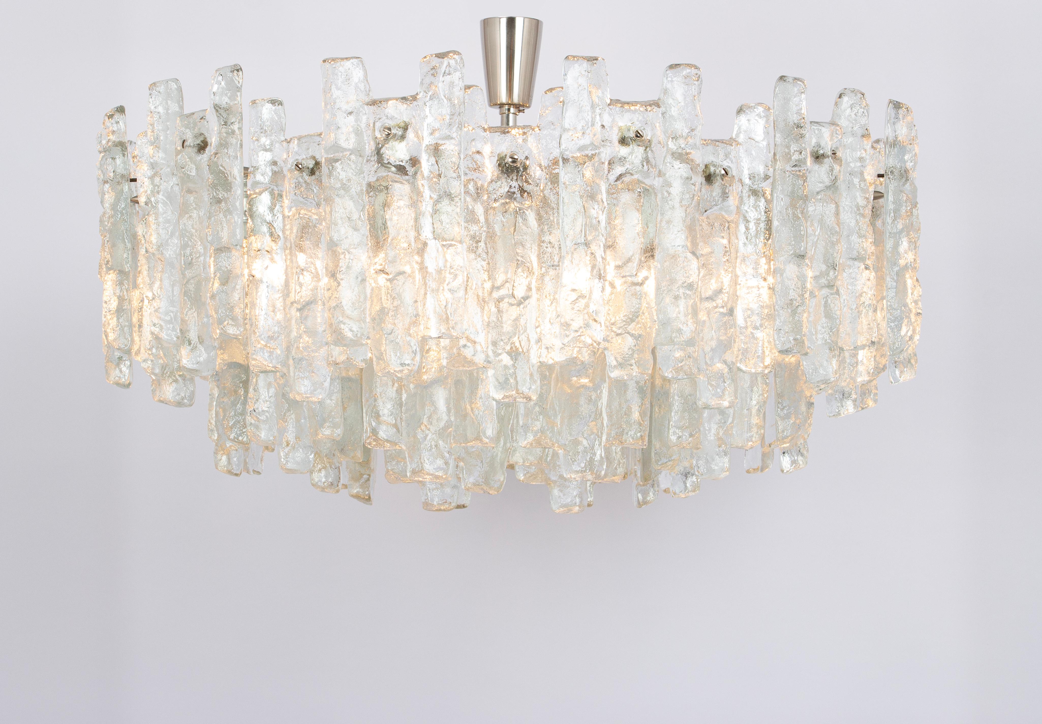 Huge Kalmar Chandelier 'Soria', Ice Glass, Germany, 1970 For Sale 3