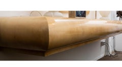 Huge Karl Springer Mid-Century Modern Pig Skin Parchment Wall Mounted Console