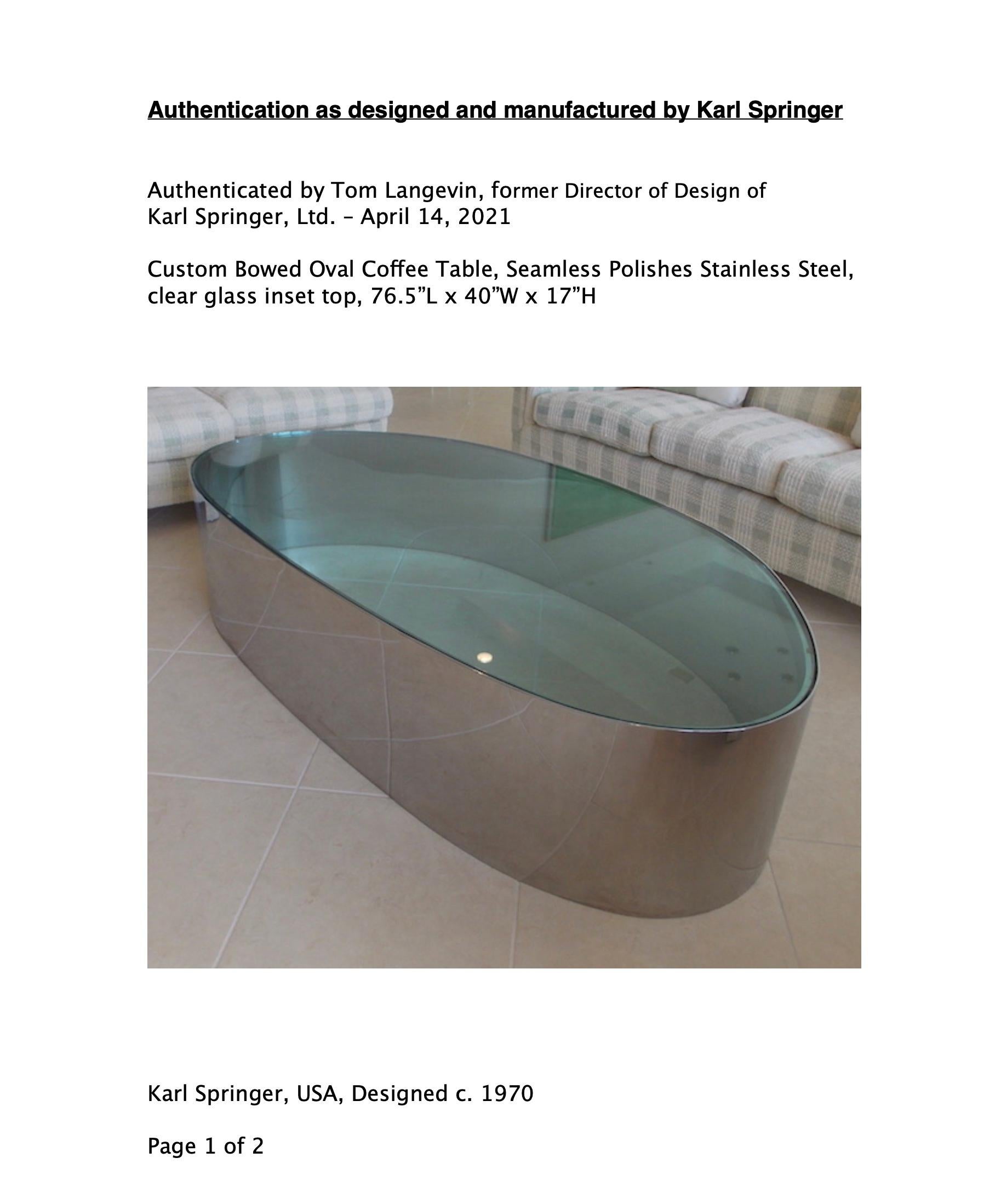 Riesiger Karl Springer Couchtisch aus Edelstahl im Angebot 1