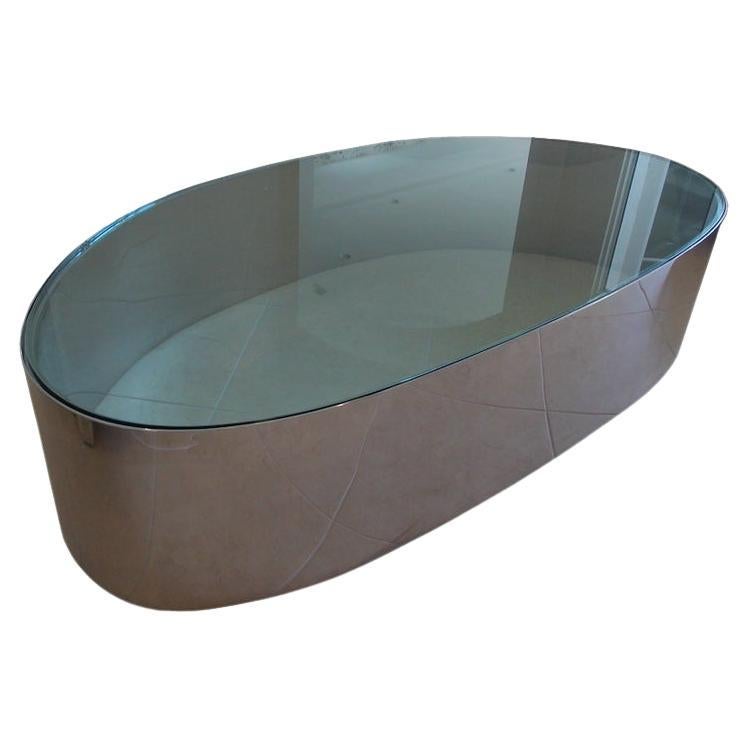 Riesiger Karl Springer Couchtisch aus Edelstahl im Angebot