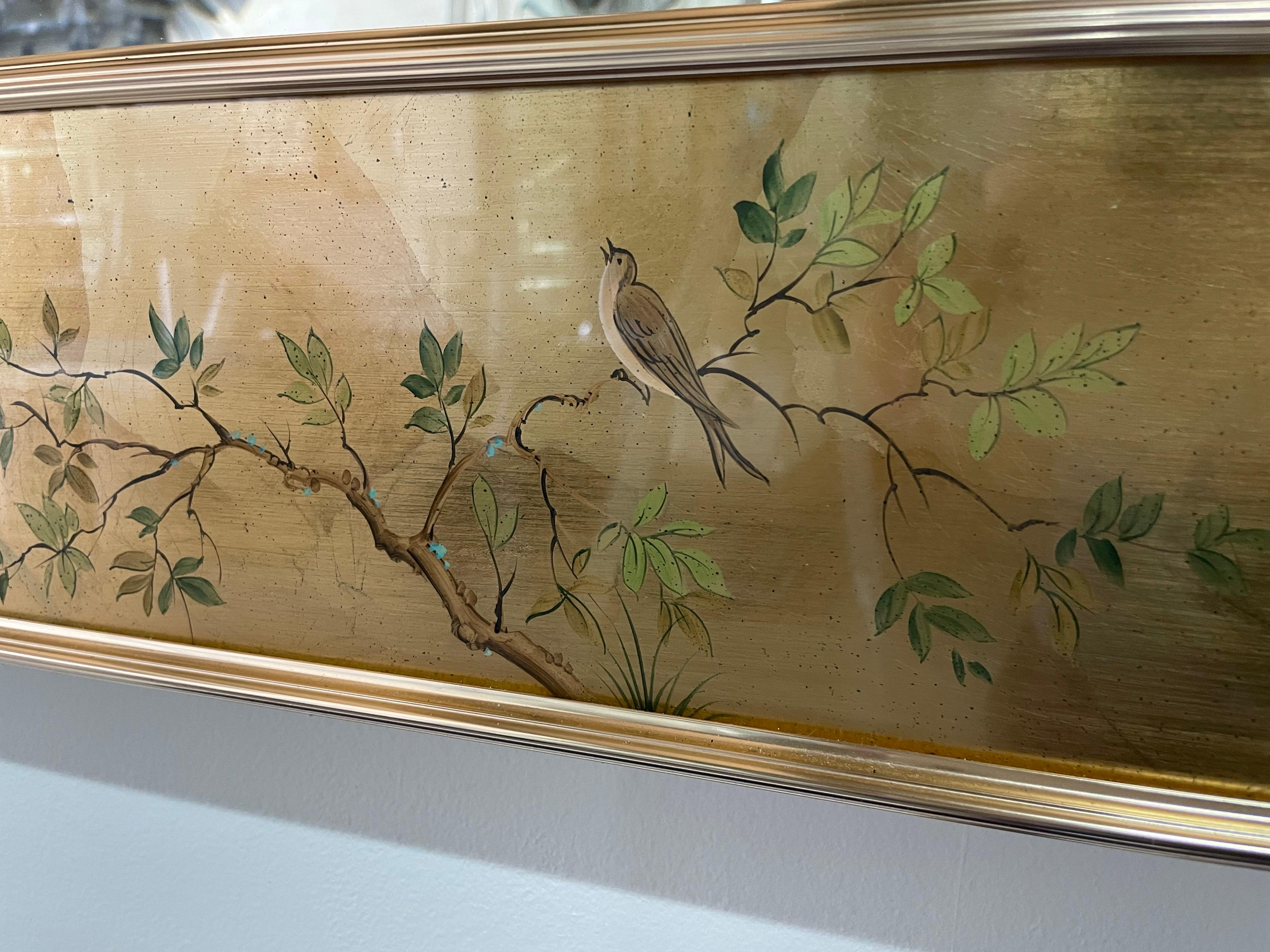 Massive Reverse Painted Églomisé Framed Mirror in the Chinoiserie Style In Good Condition For Sale In East Hampton, NY