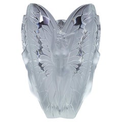 Huge Lalique "Chrysalide" Winged Nudes Vase in Polished & Frosted Crystal France