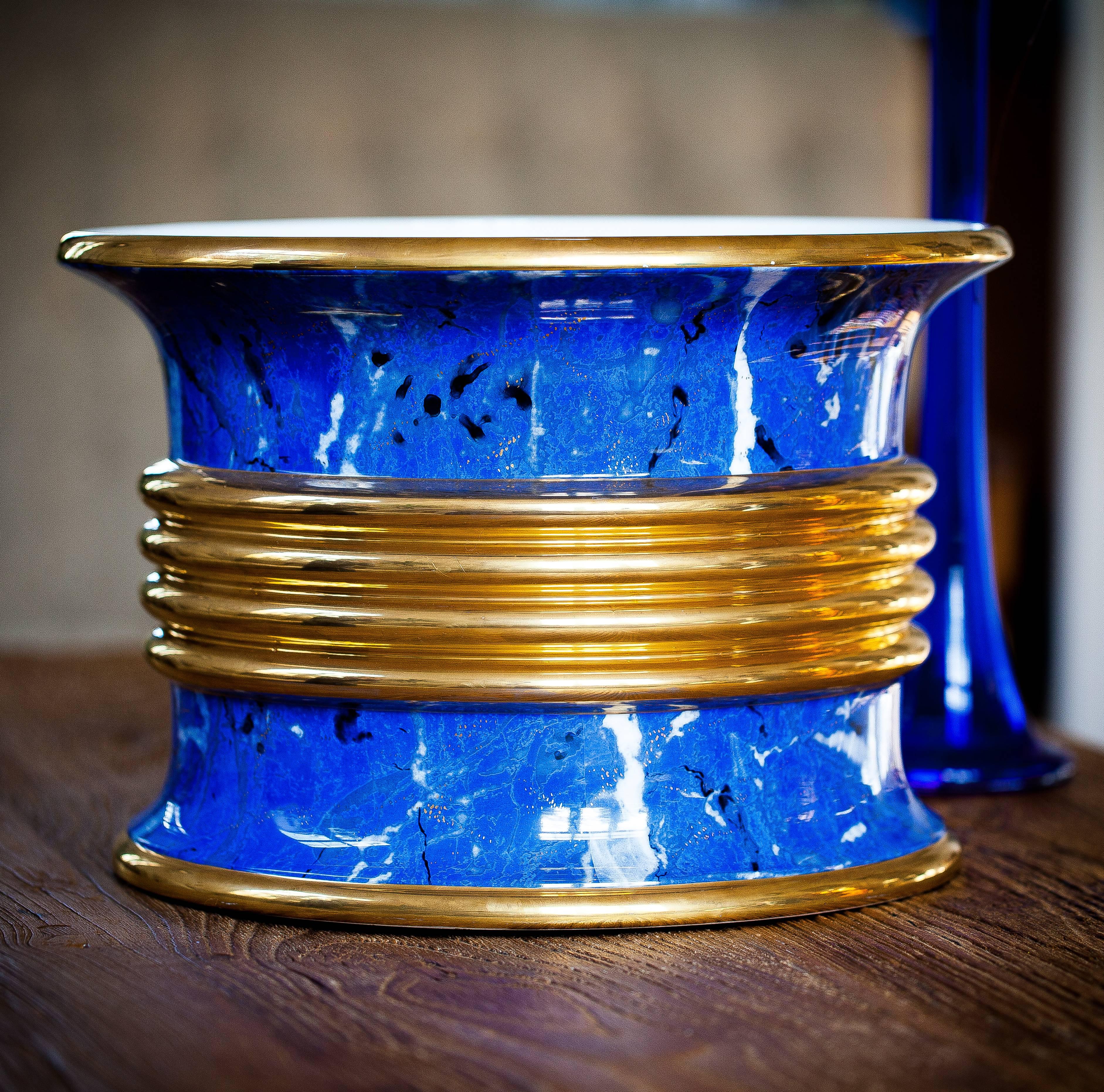 Huge Lapis and Gold Cache-Pot by Christian Dior, circa 1980 For Sale 1