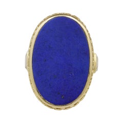 Huge Lapis Carved Gold Rare Regency Signet Ring