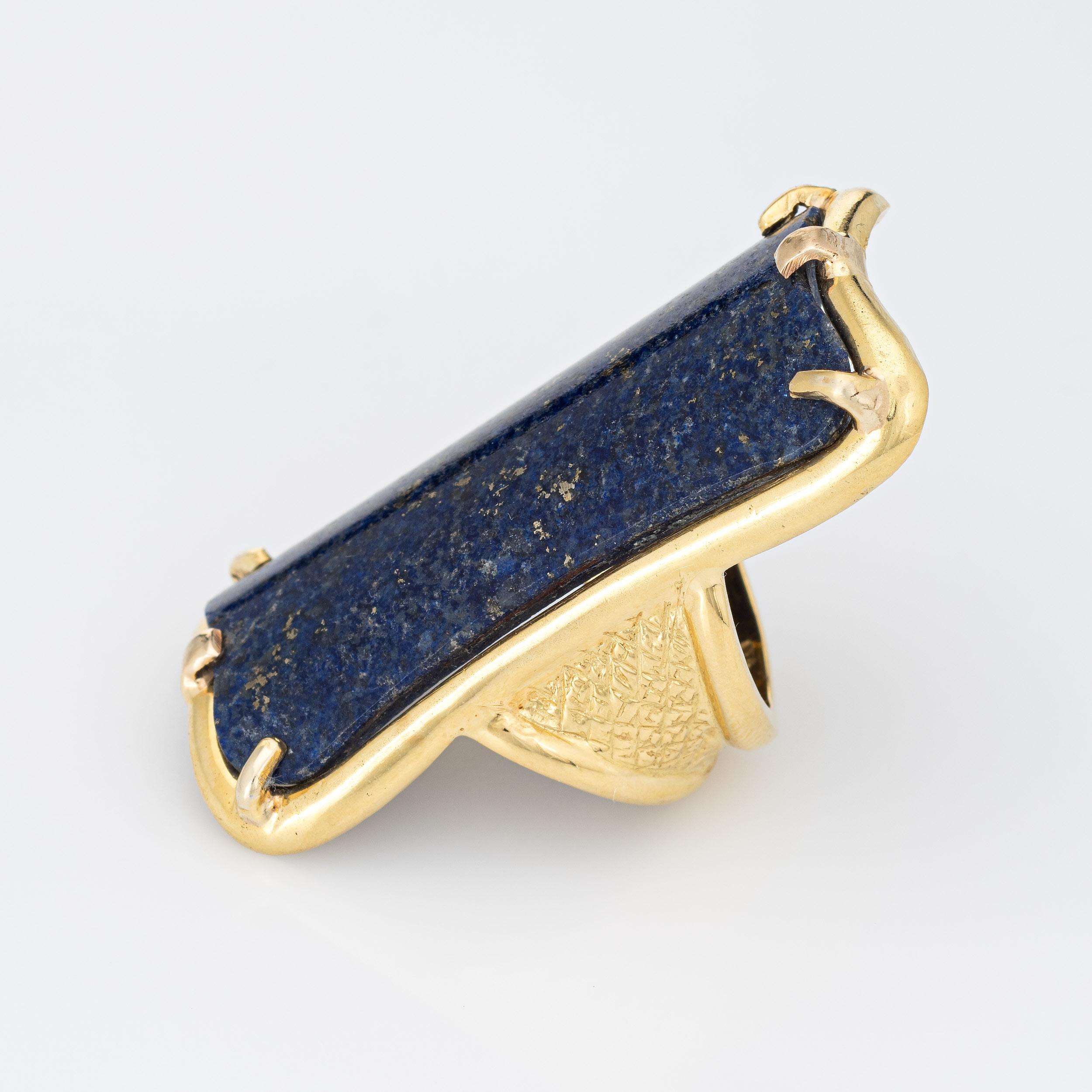 Modern Huge Lapis Lazuli Ring Vintage 18k Yellow Gold Cocktail Jewelry Estate For Sale