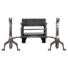 Huge Late 19th Century English Iron Fire Grate, Attributed to William Burges