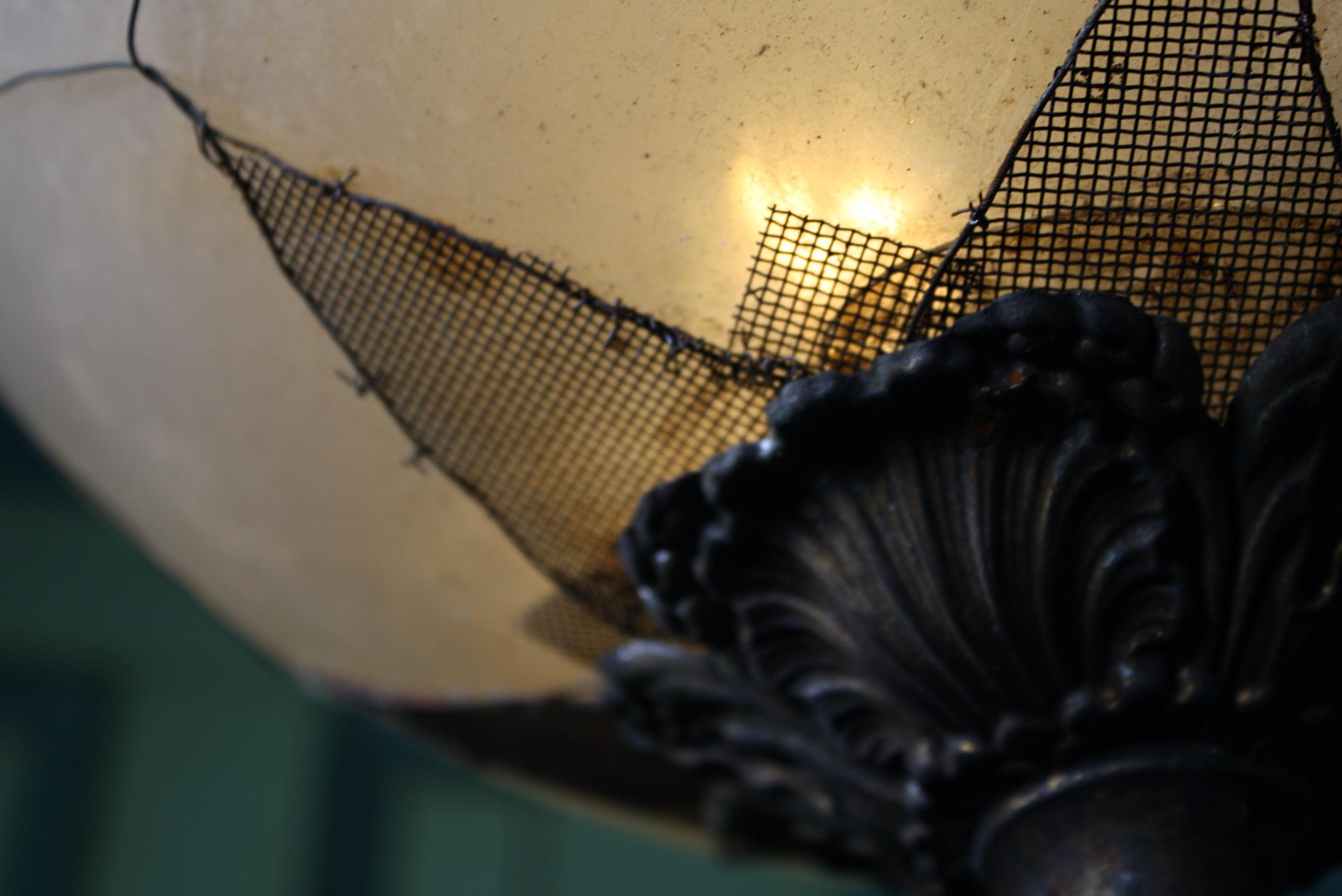 Huge Late 19th-Early 20th Century Brass and Glass Globe Pendant Lantern Light 11