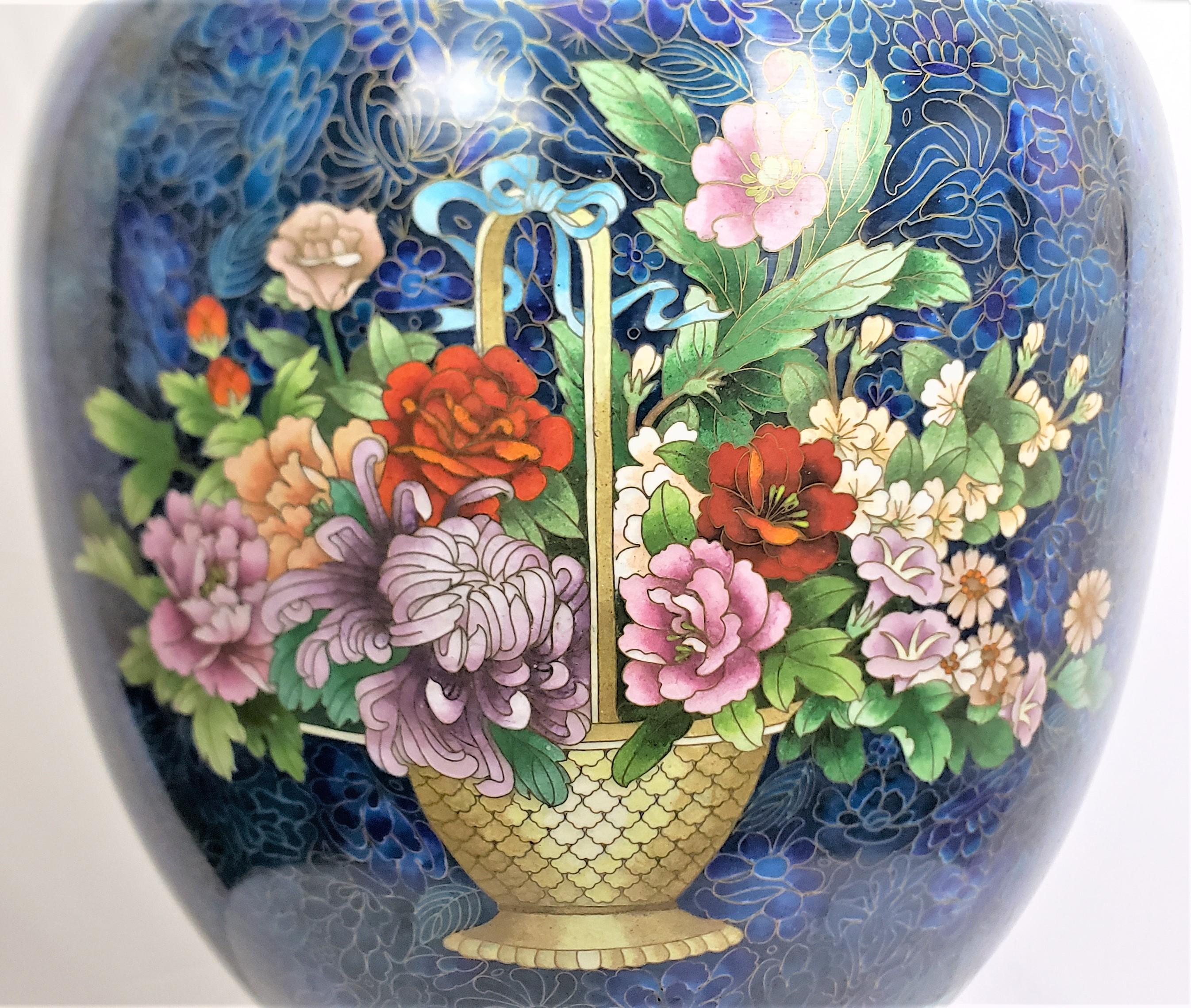 Huge Mid 20th Century Chinese Cloisonne Vase with Ornate Floral Decoration 4