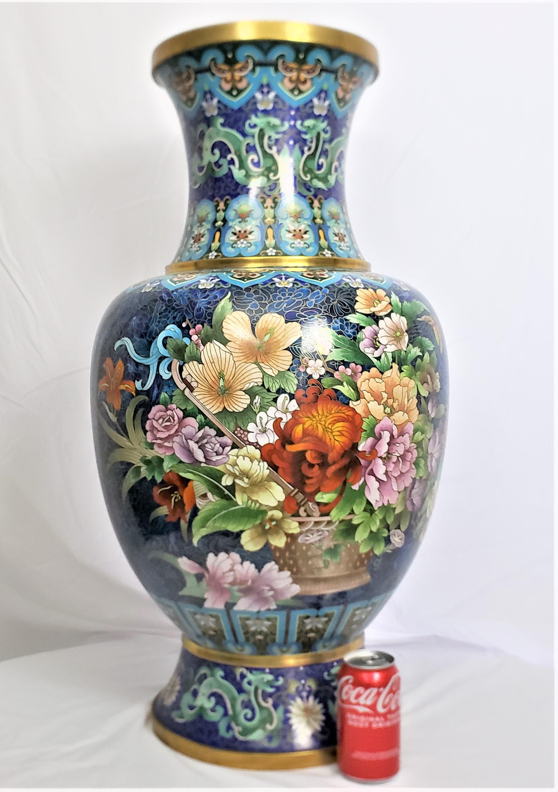 Huge Mid 20th Century Chinese Cloisonne Vase with Ornate Floral Decoration 10