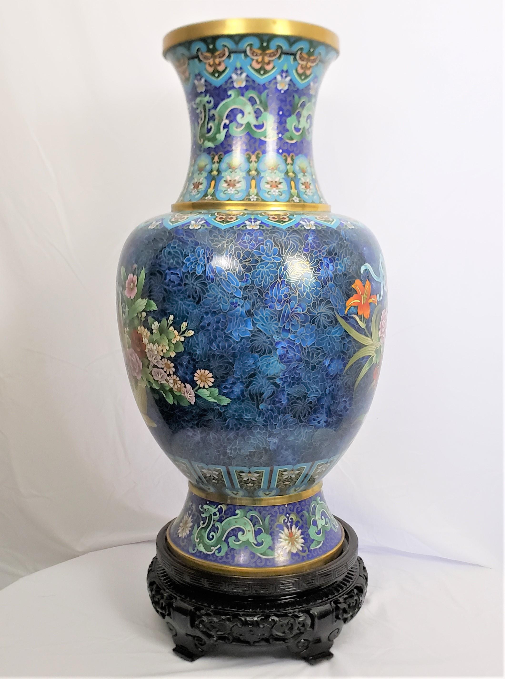 Huge Mid 20th Century Chinese Cloisonne Vase with Ornate Floral Decoration 1