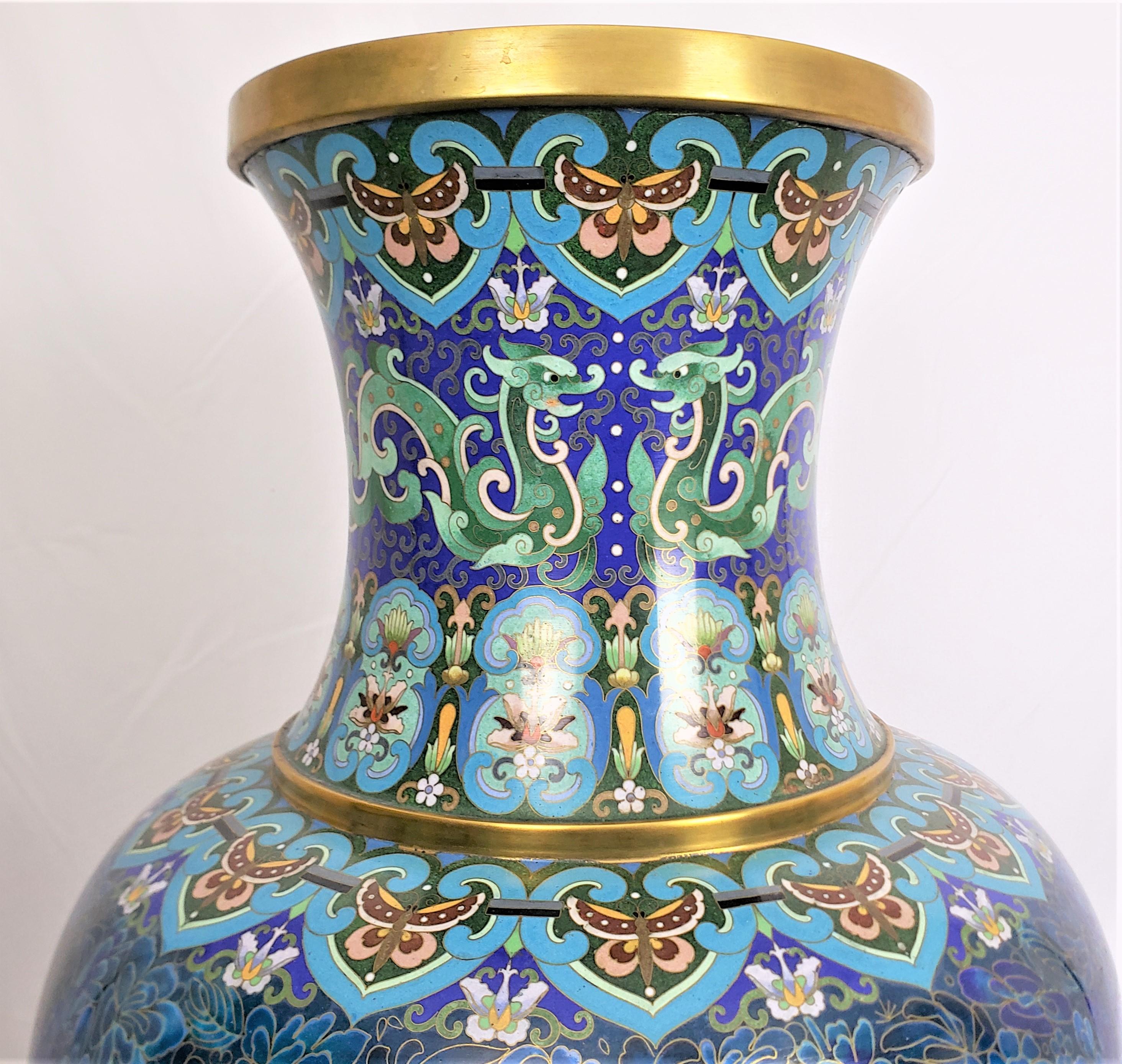 Huge Mid 20th Century Chinese Cloisonne Vase with Ornate Floral Decoration 2