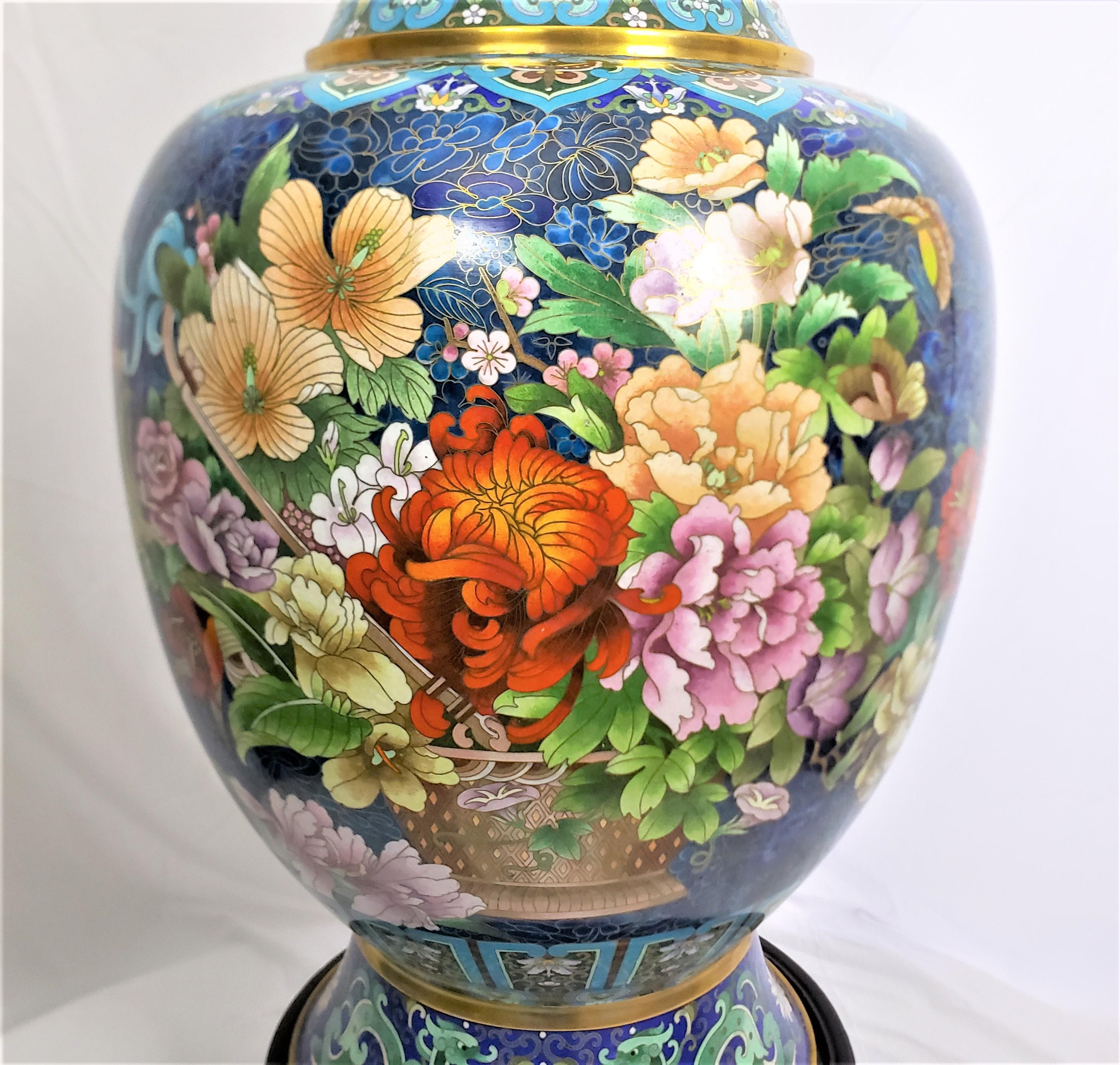 Huge Mid 20th Century Chinese Cloisonne Vase with Ornate Floral Decoration 3