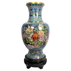 Huge Late Chinese Republic Era Cloisonne Vase with Ornate Floral Decoration