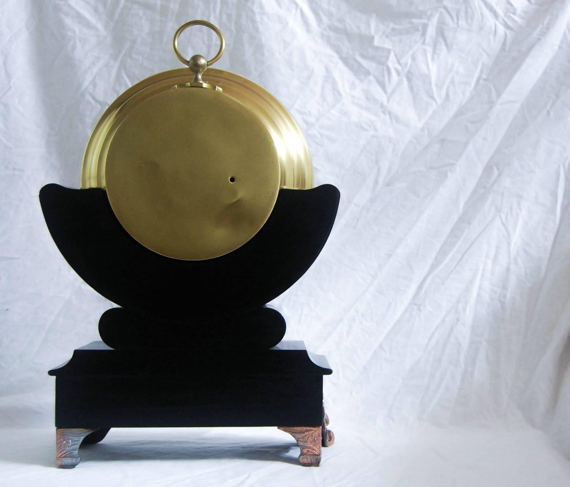 20th Century Huge Late Victorian Dial Brass Aneroid Barometer on Ebonized Stand by WJ Hass