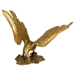 Huge Life Size Brass Eagle Sculpture Early 20th Century 