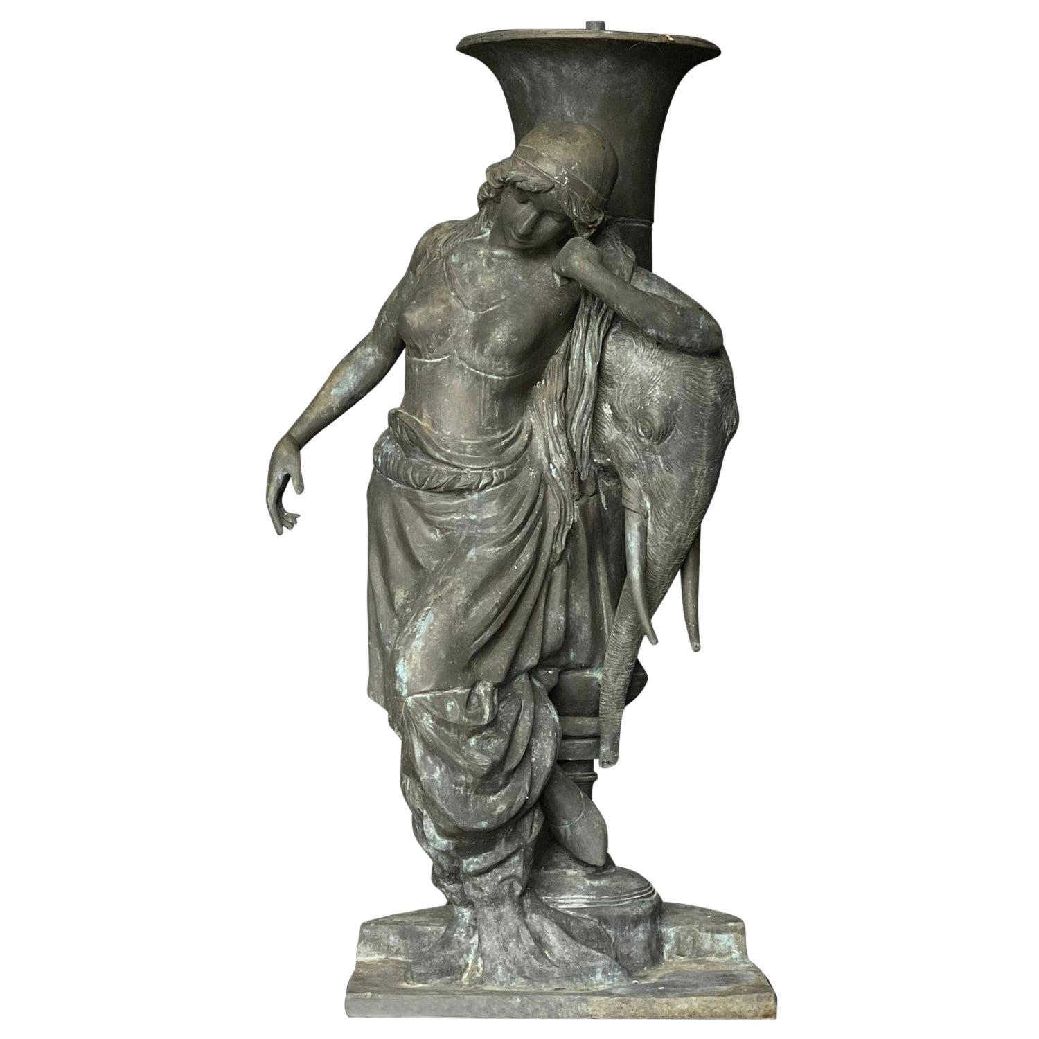 Huge Life Size French Bronze Fountain For Sale