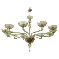 Huge Light Green Murano Glass Chandelier, Mid-Century Modern