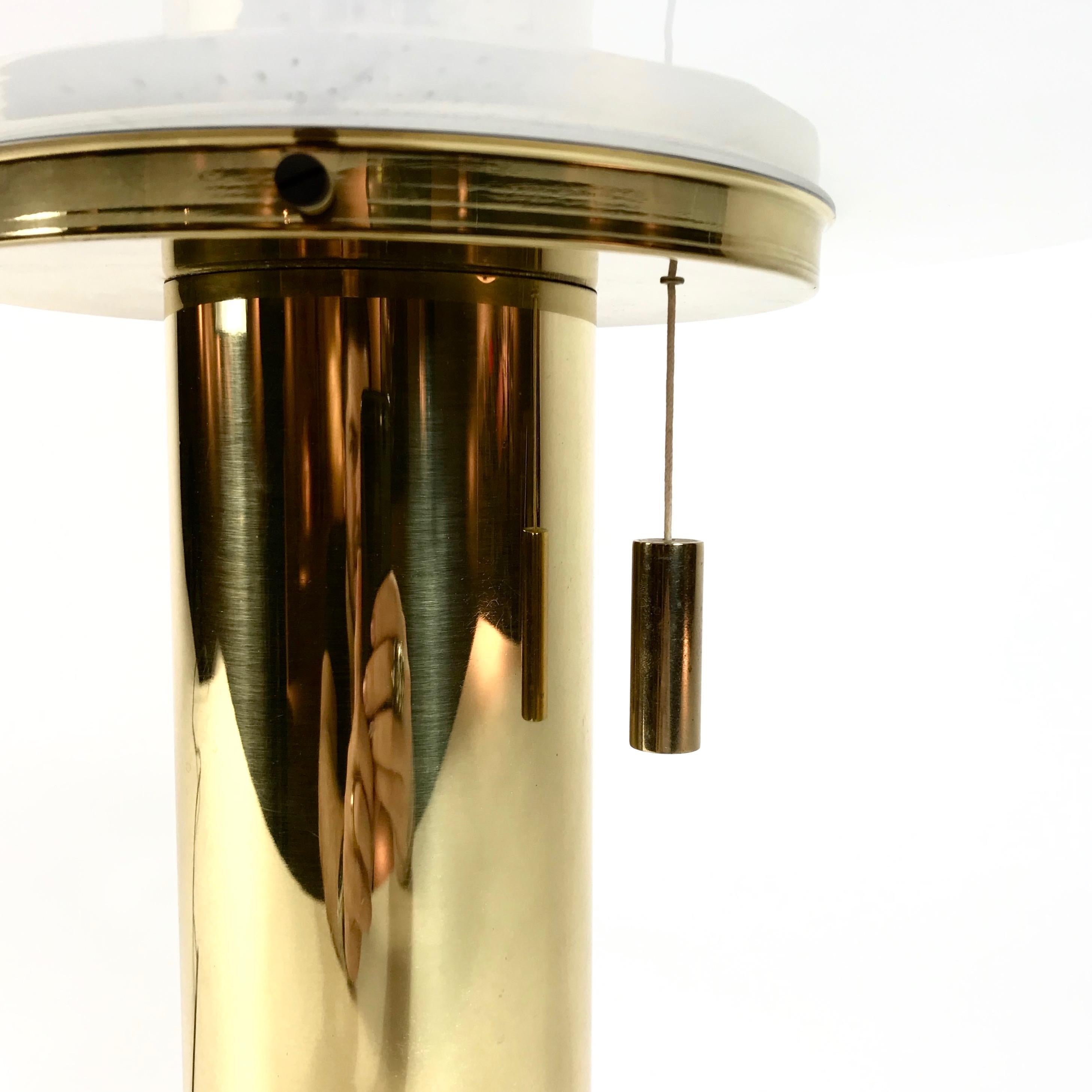 Space Age Huge Limburg Mushroom Brass Sideboard Lamp, Blown Glass Shade, 1970s, Germany