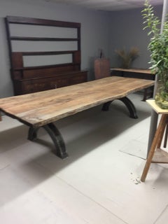Huge Live Edge Industrial Walnut Dining Table
