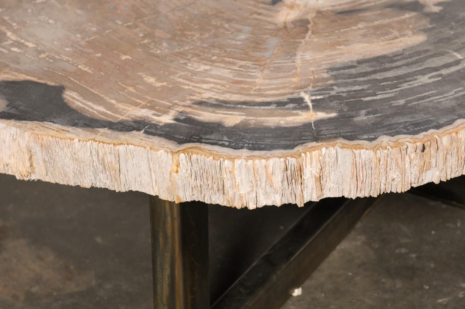 Huge Live-Edge Petrified Wood Coffee Table, Approximately In Good Condition For Sale In Atlanta, GA