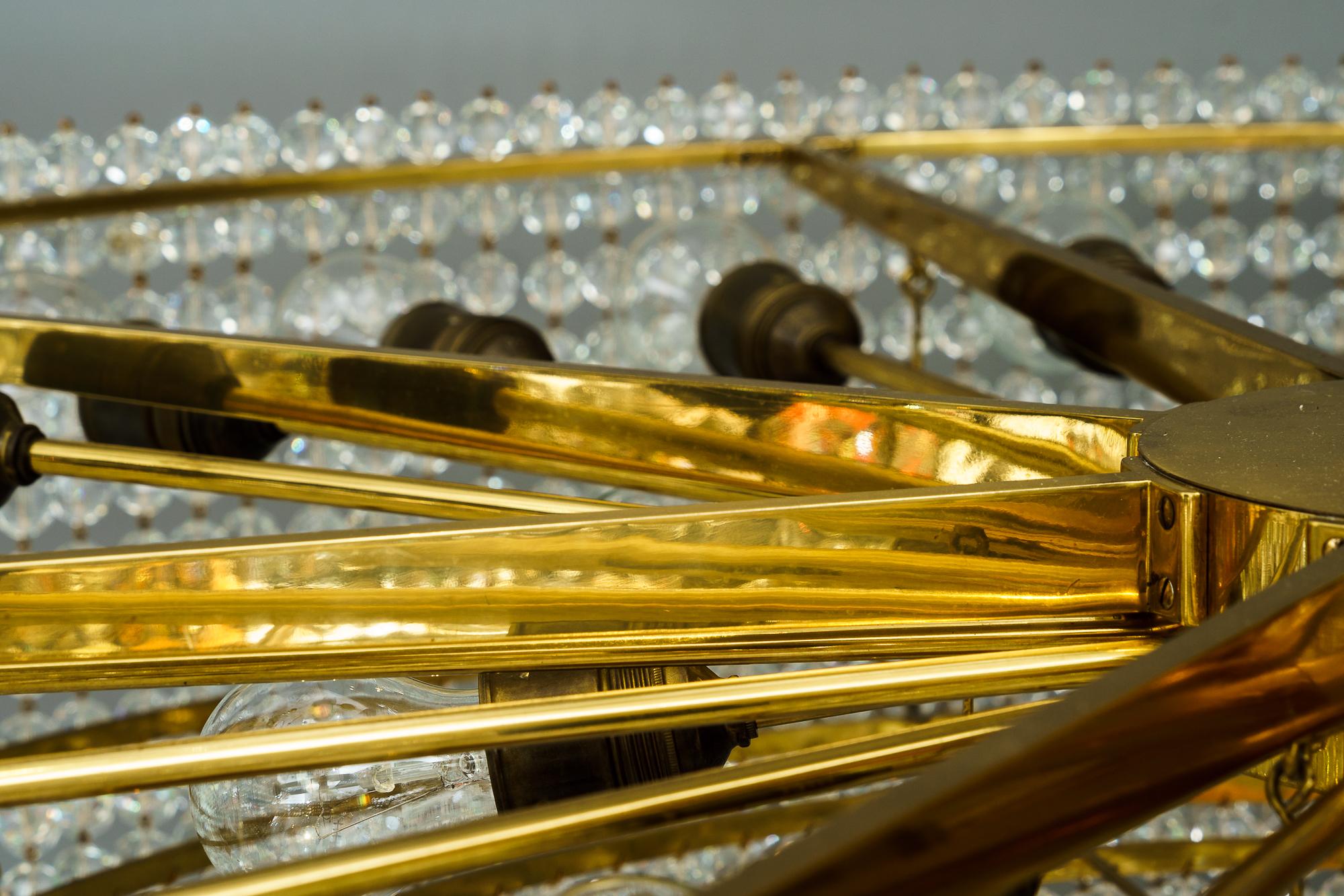 Brass Huge Lobmeyr Crystal Chandelier, Around 1950s, '32 Bulbs, 'Signed'
