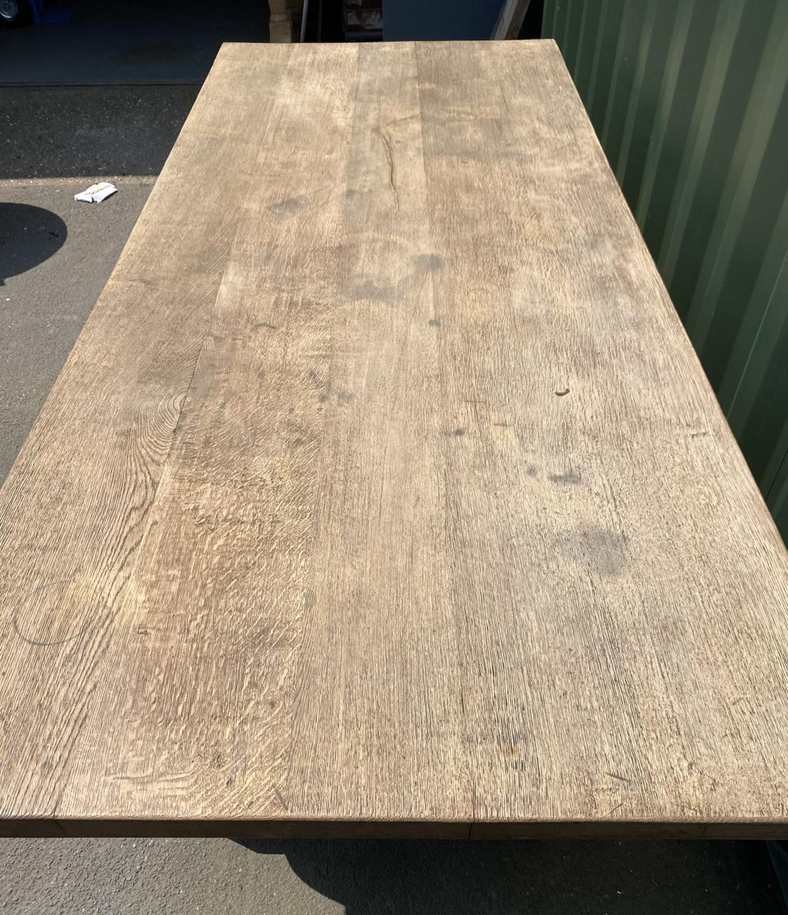 A very rare Table being not only long but very deep also which is extremely hard to find. Made from Solid Oak and dating to the early 1900s it is of excellent quality construction and will be around for generations to come. 
We have bleached it