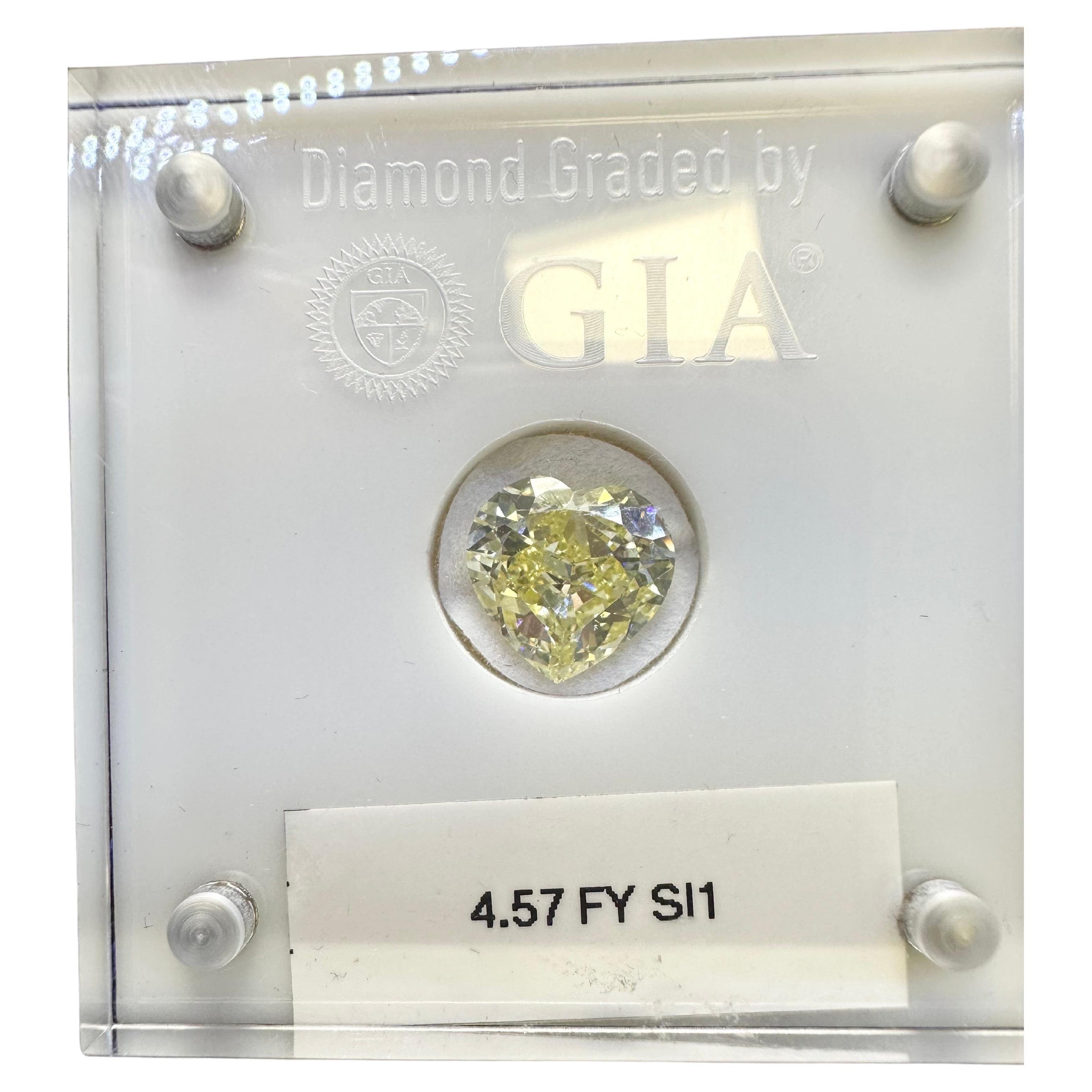 GIA certified diamond, stunning heart brilliant 4.57 carats!

Natural Diamond:
Color: Fancy Yellow
Cut: Heart Brilliant
Carat: 4.57ct
Clarity: SI1
Item: T42000
Certificate of authenticity comes with purchase

ABOUT US
We are a family-owned business.