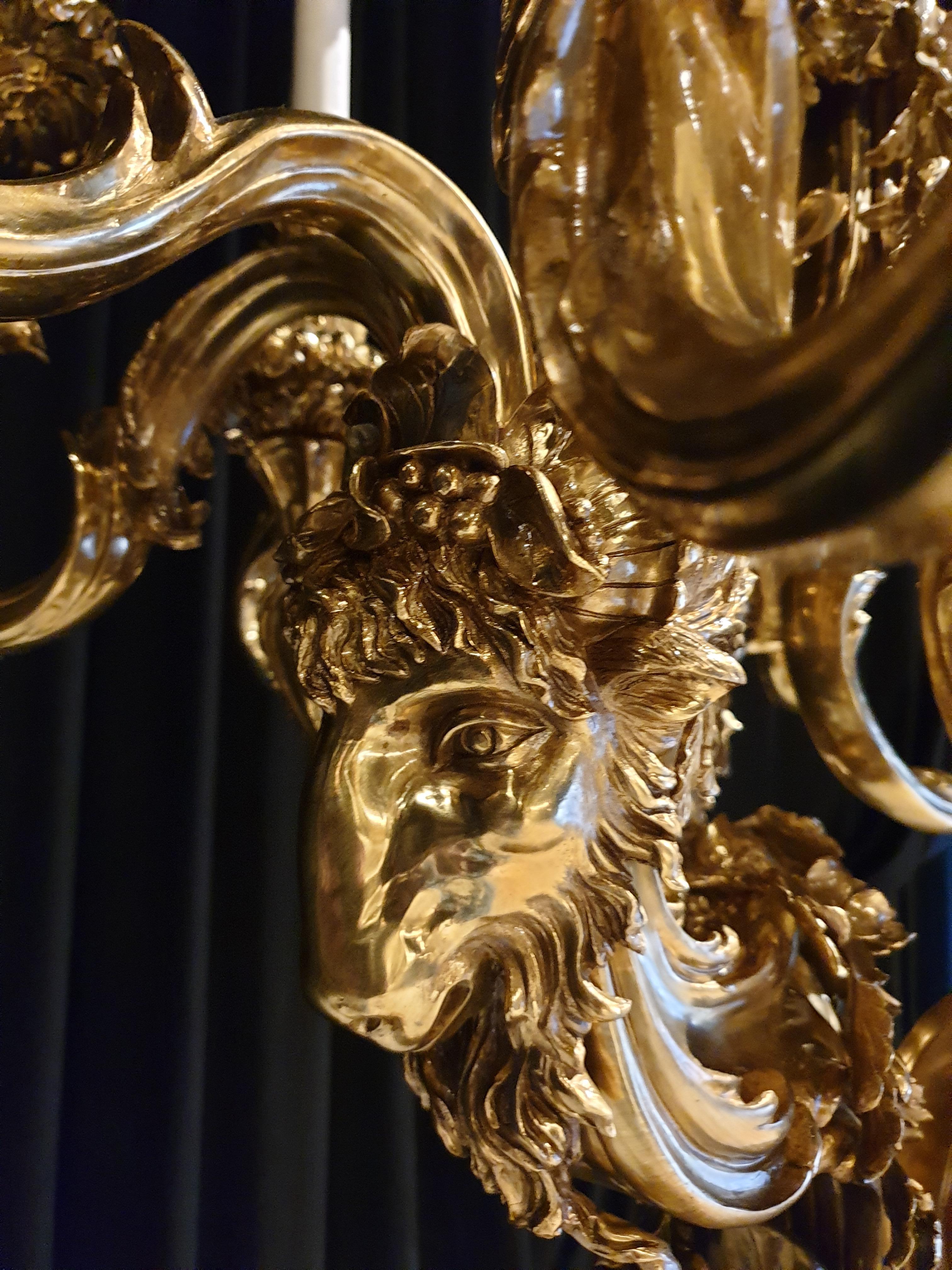 Bronze Très grand candélabre Louis XV en bronze forgé de style Thomire