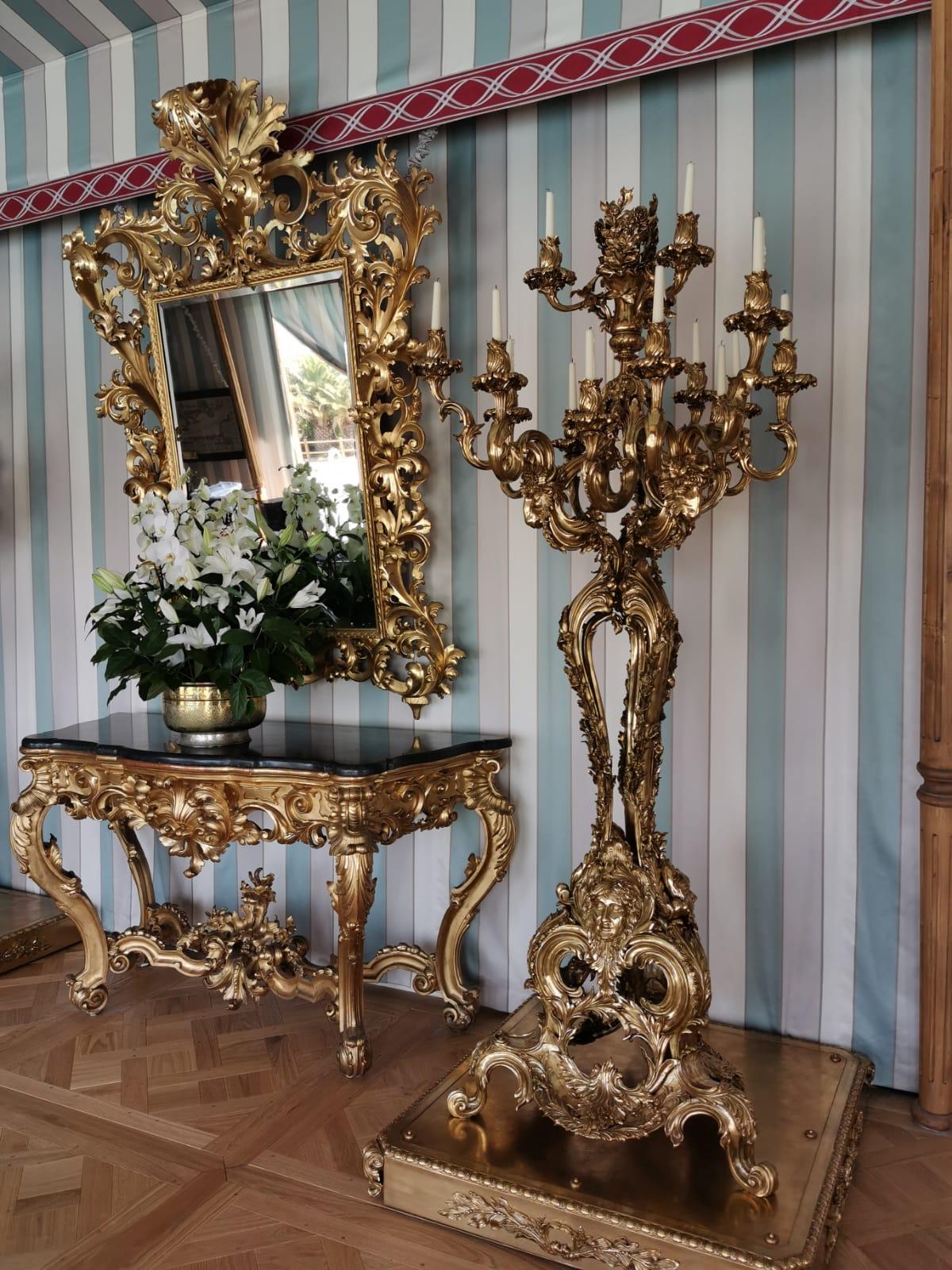 Huge Louis XV Candelabra in Wrought Bronze from Thomire Style 3