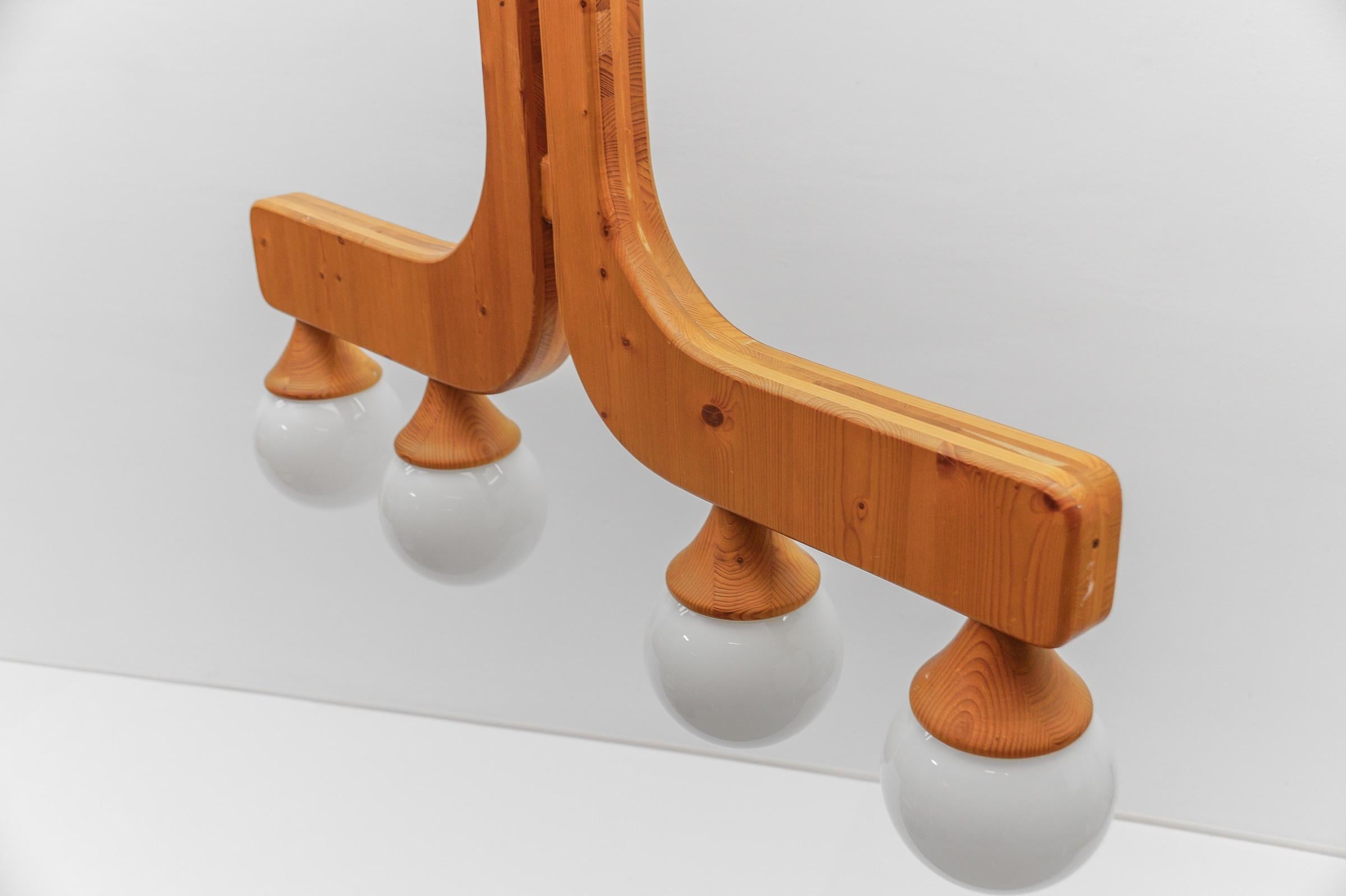 Wunderschöne Pendelleuchte aus Holz von Domus, 1970er Jahre, Italien 3