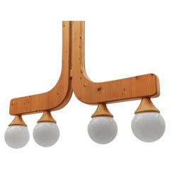 Vintage Huge Lovely Wooden Pendant Lamp by Domus, 1970s, Italy