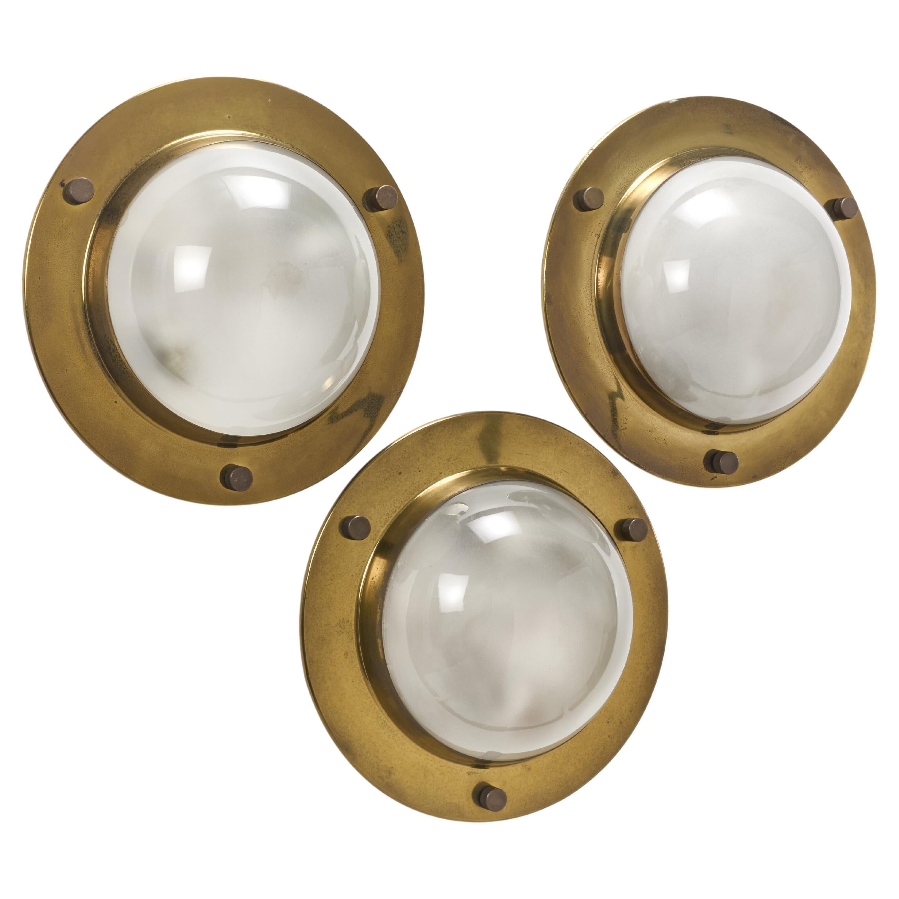 Huge Luigi Caccia Dominioni Three Mid-Century Flash/Wall Lights for Azucena.1965