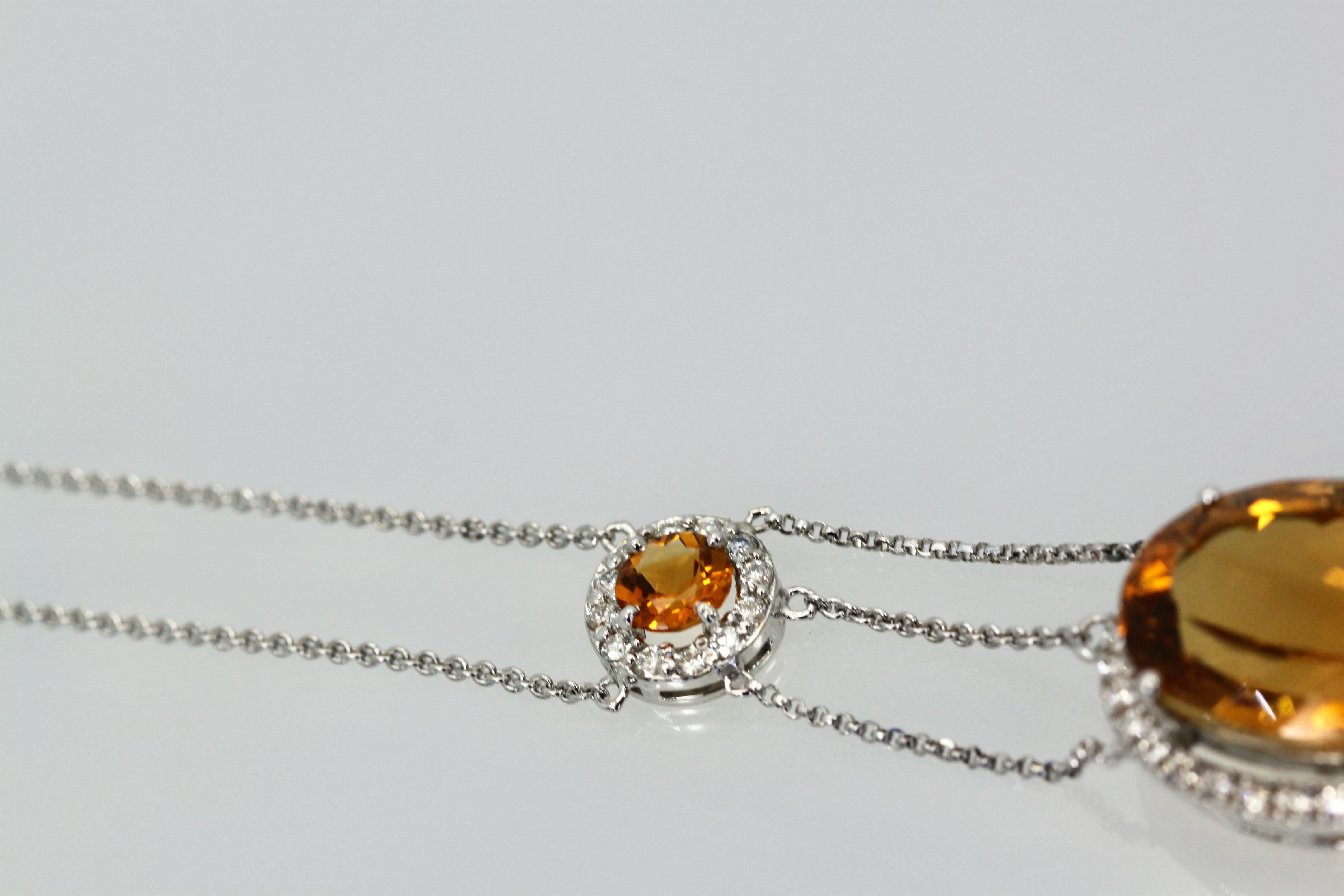 Huge Maderia Mixed Cut Citrine 20 Plus Carat Diamond Surround In New Condition For Sale In North Hollywood, CA