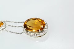 Huge Maderia Mixed Cut Citrine 20 Plus Carat Diamond Surround