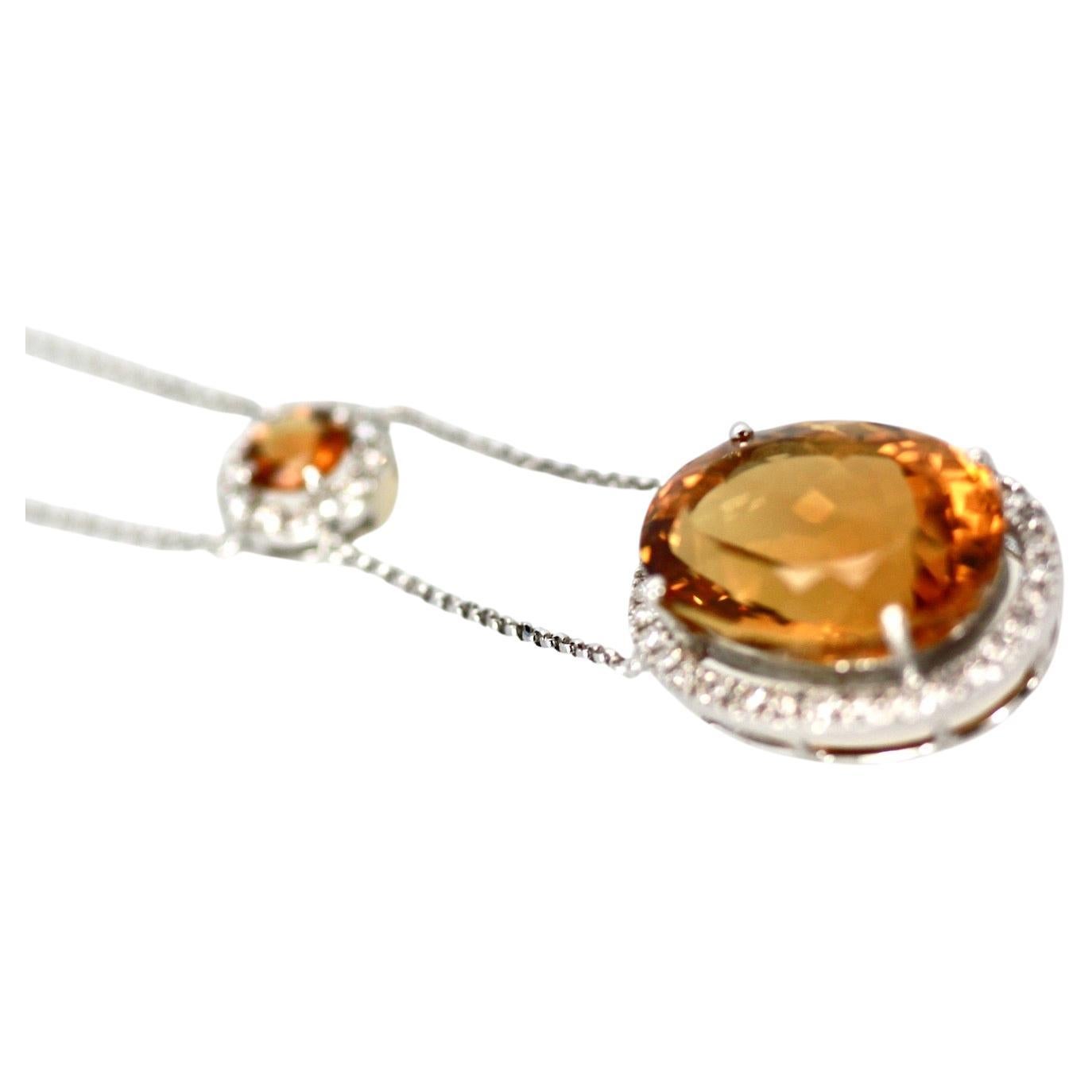 Huge Maderia Mixed Cut Citrine 20 Plus Carat Diamond Surround For Sale