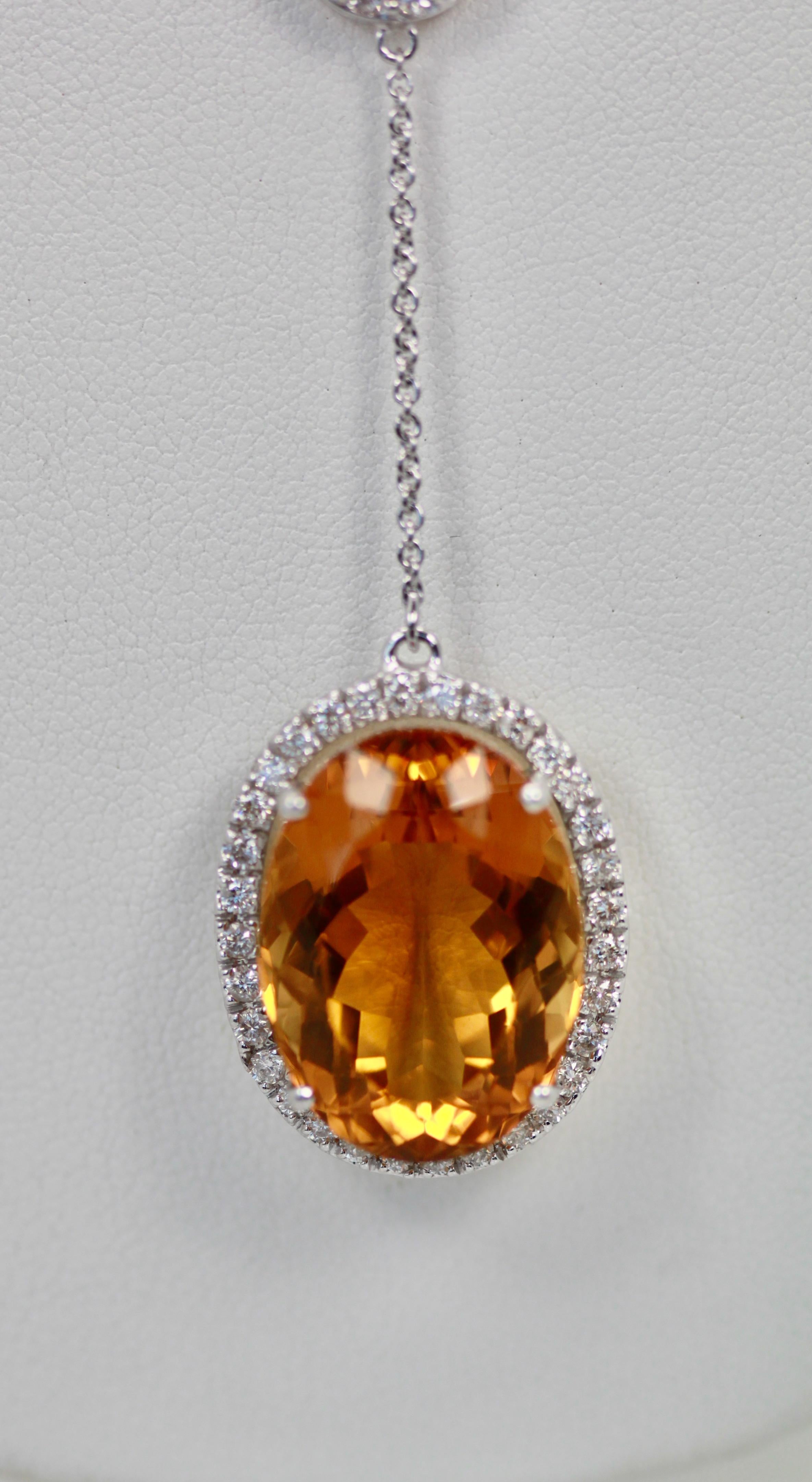Huge Maderia Mixed Cut Citrine 20 Plus Carat Diamond Surround In New Condition In North Hollywood, CA