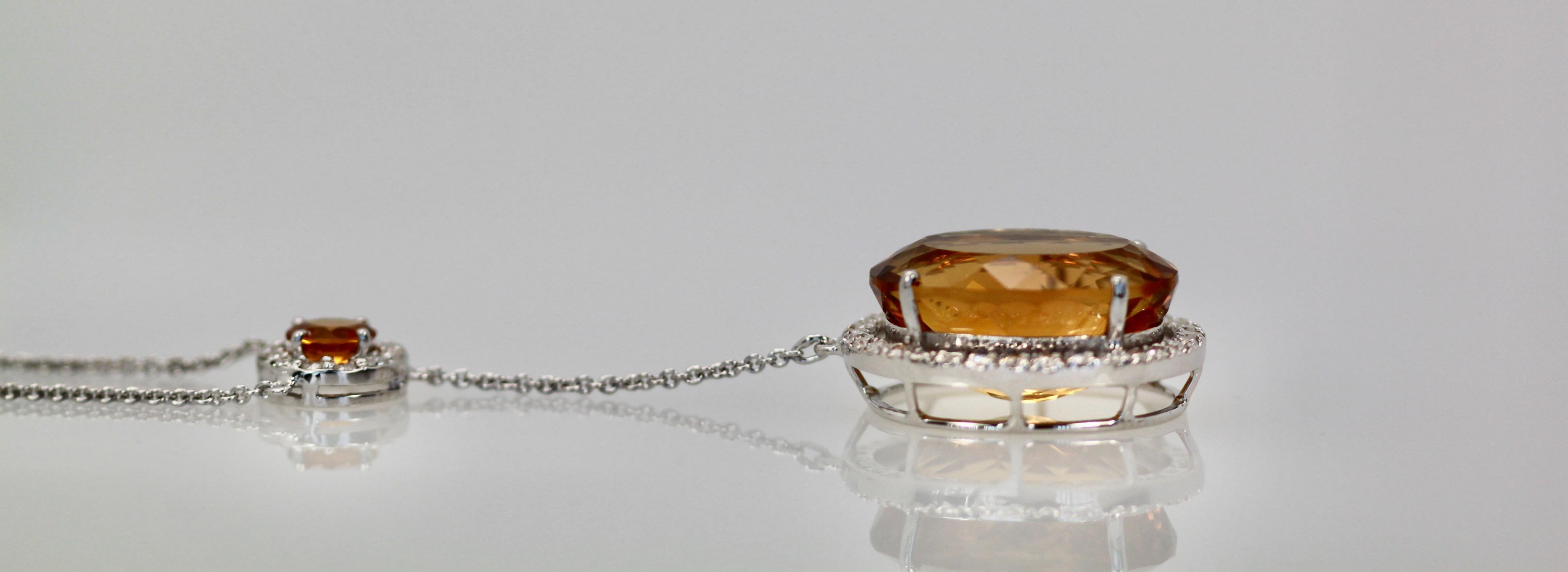 Huge Maderia Mixed Cut Citrine 20 Plus Carat Diamond Surround 2