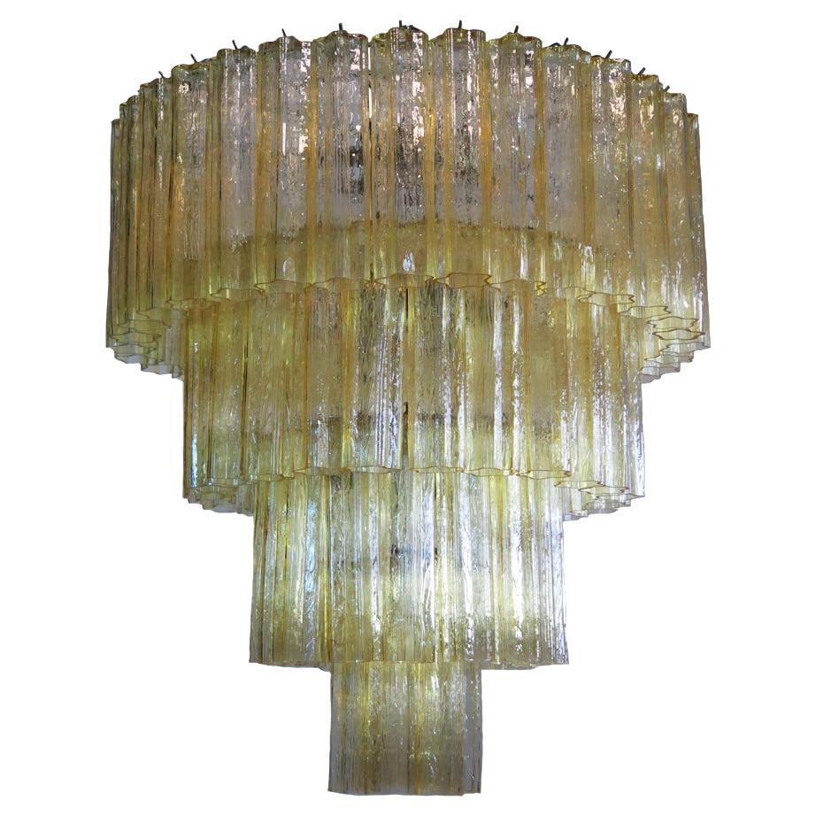 Huge Magnificent Vintage Murano Glass Tiered Chandelier, 78 Glasses, Light Amber For Sale
