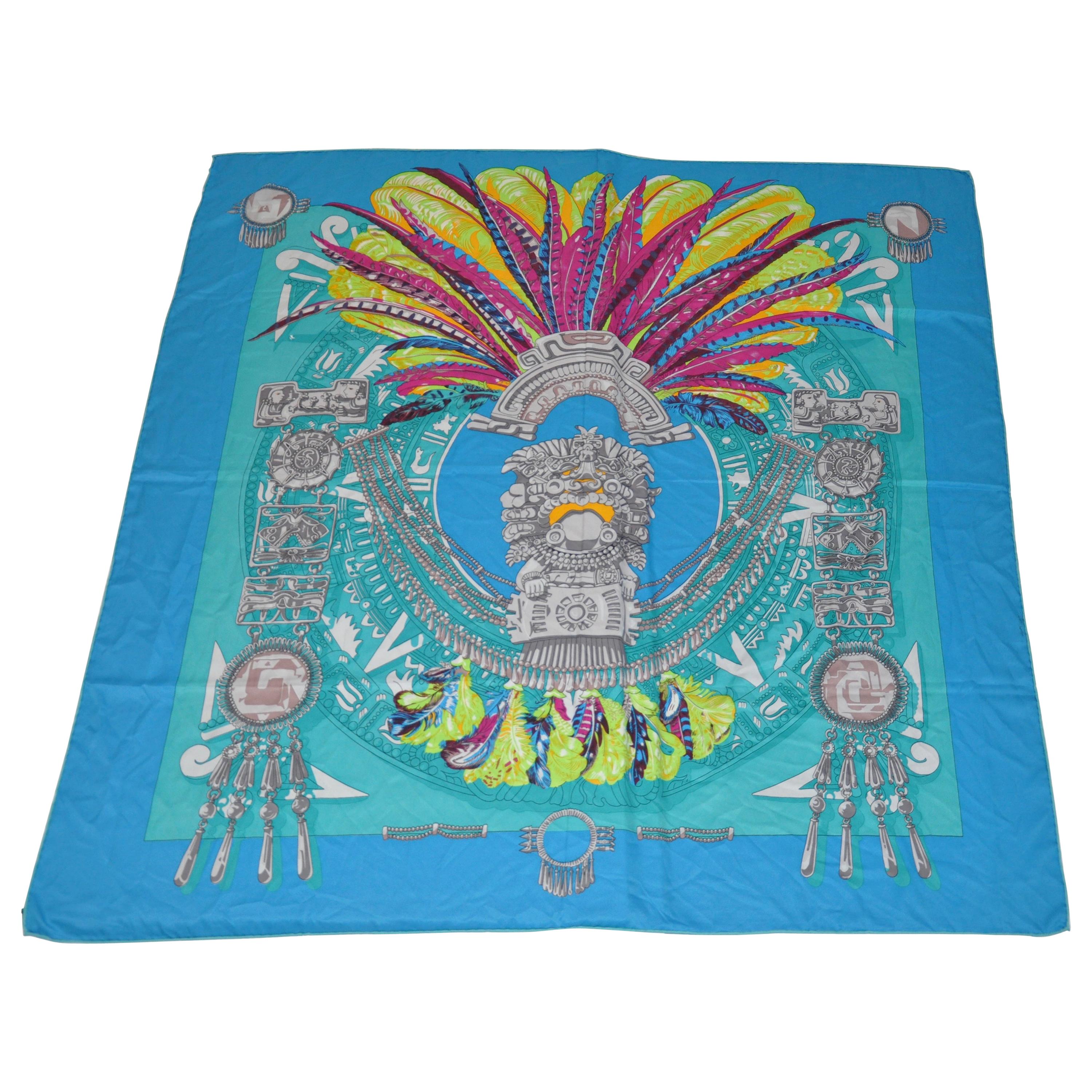 Huge Magnificently Beautiful "Inca" Silk Scarf/Shawl 