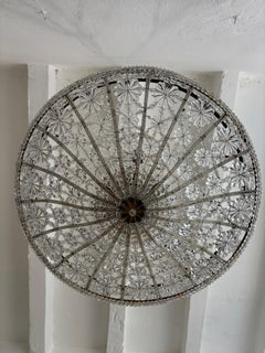 Riesige Maison 1940s Baguès  Perlen-Kristall-Ketten-Kronleuchter RARE